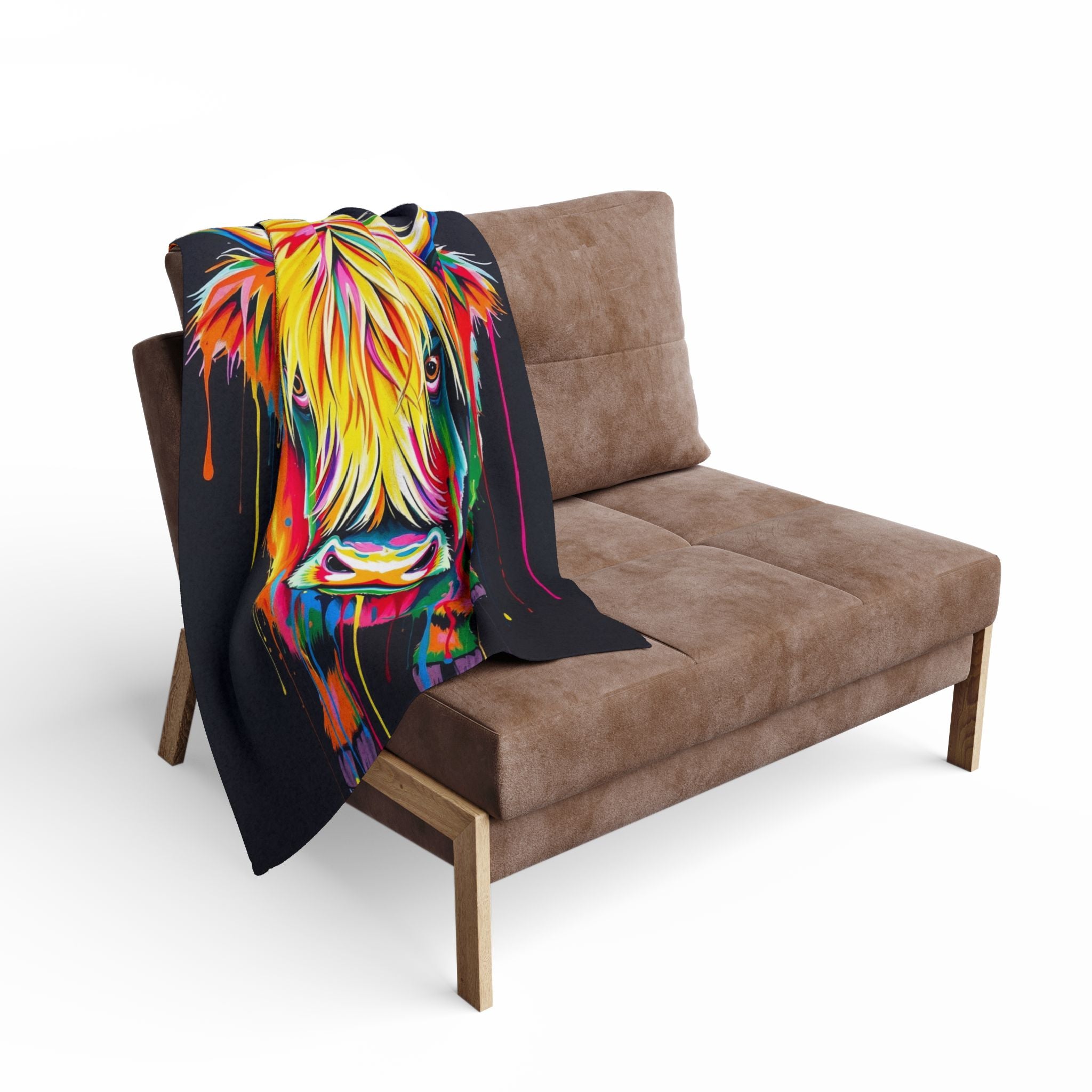 Colourful Highland Cow Blanket