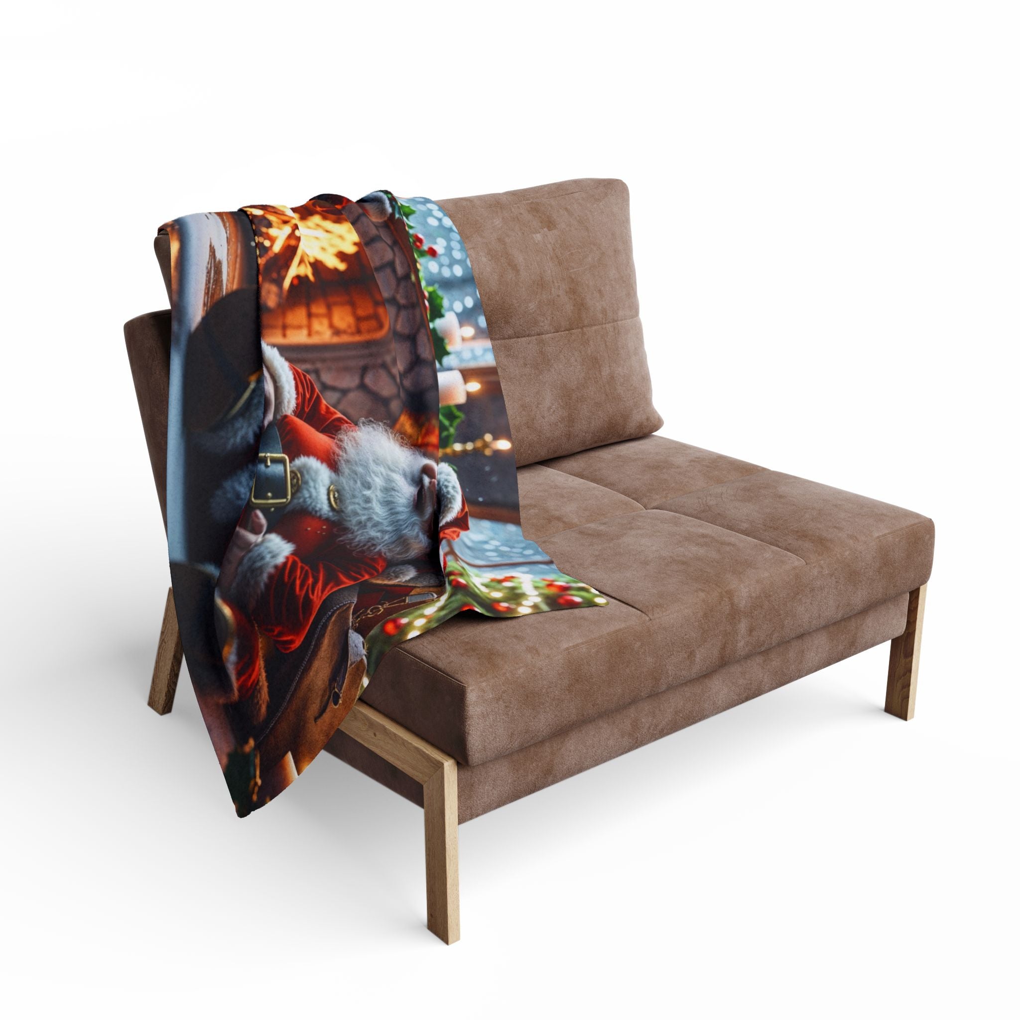 Happy Santa At The Fireplace