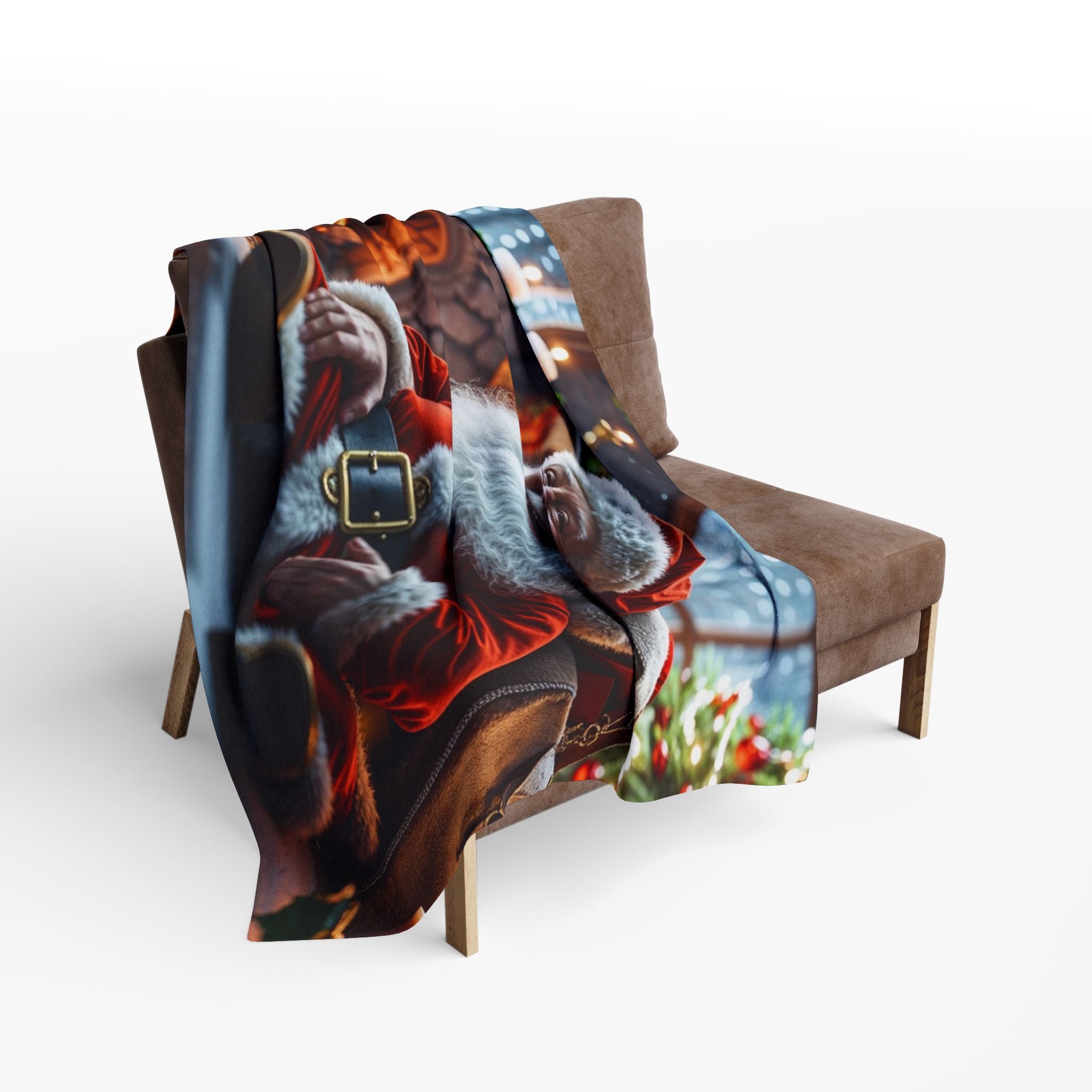 Happy Santa At The Fireplace