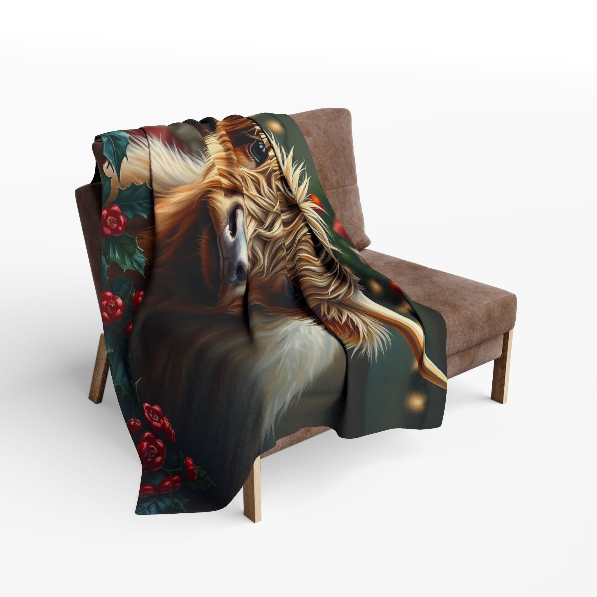 Festive Highland Cow Blanket