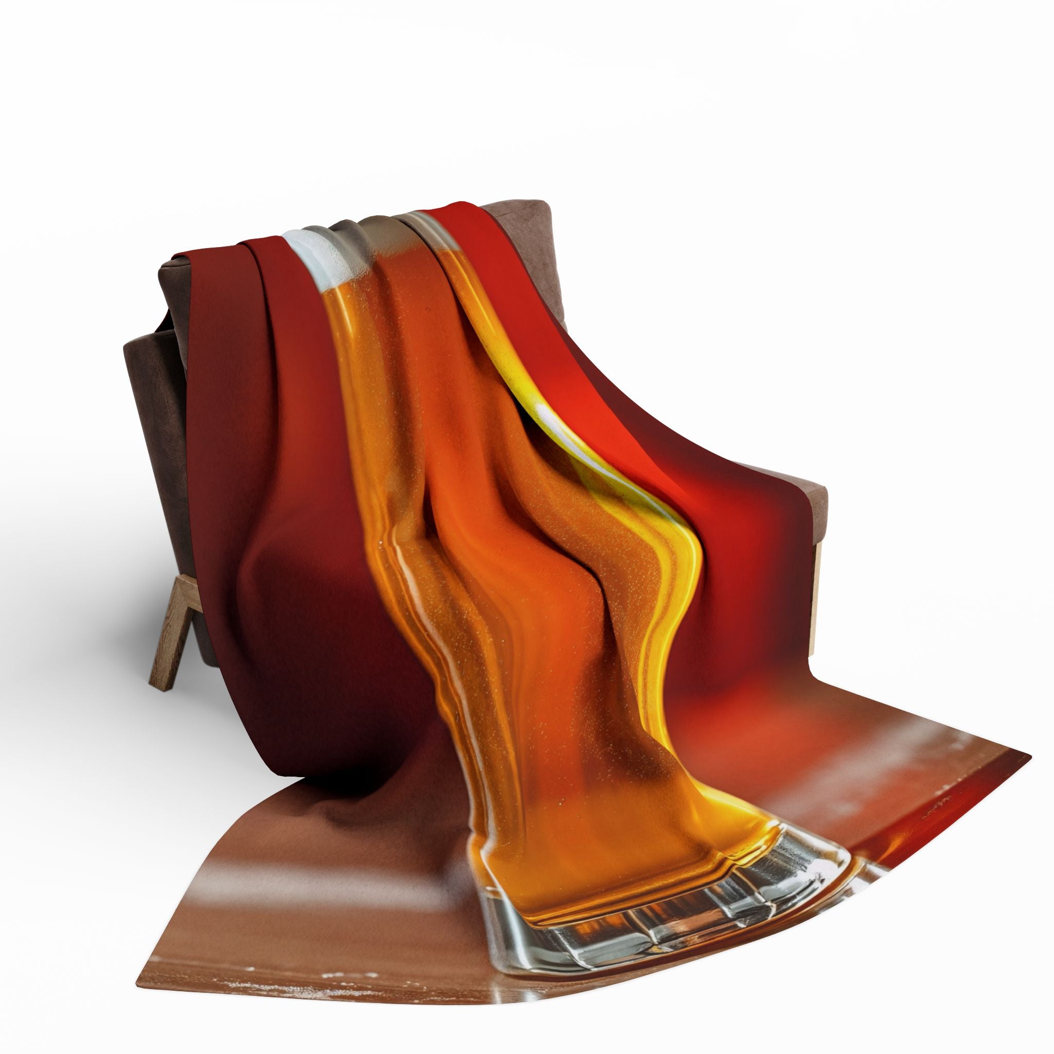 Colourful blanket of a glass of lager on a white background.