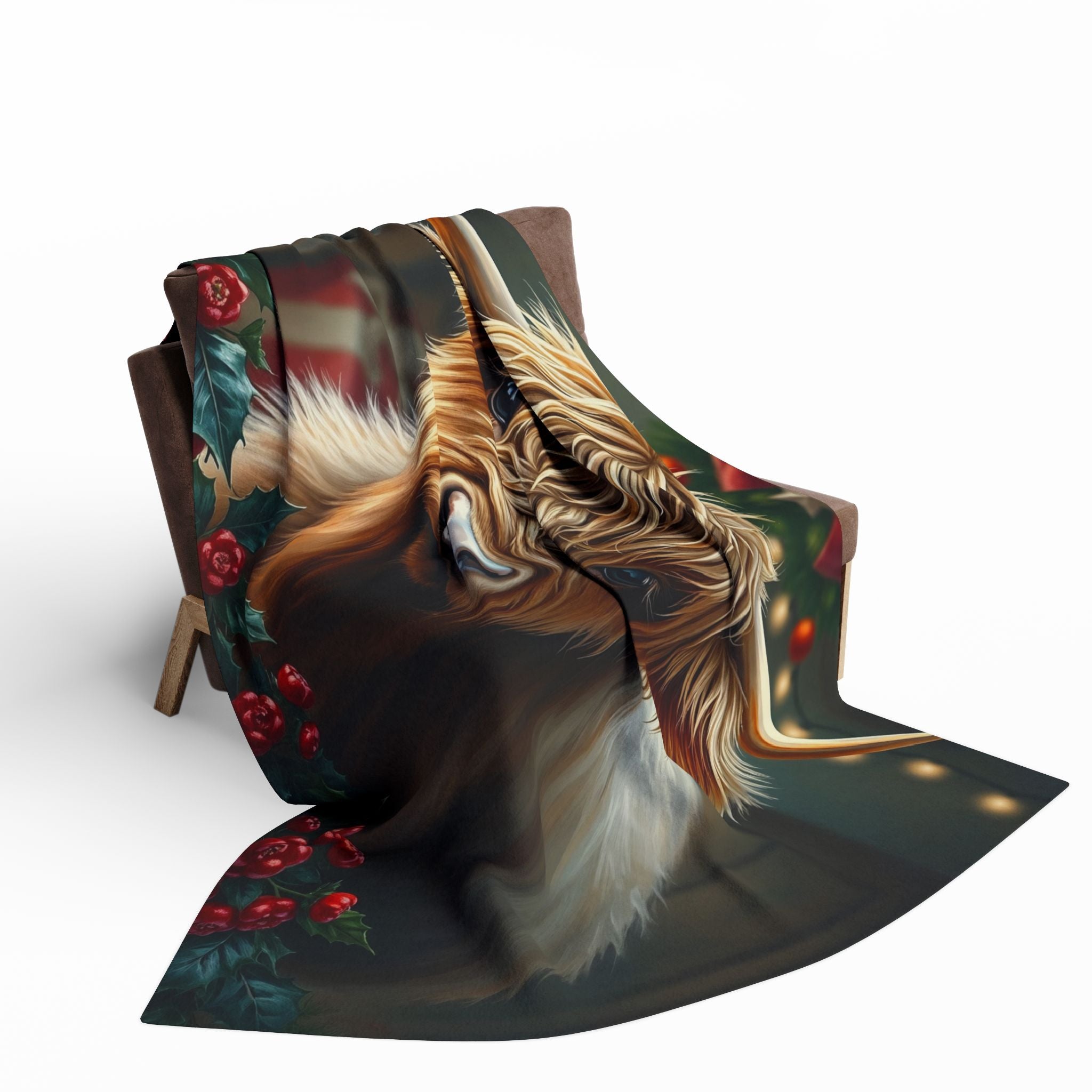 Festive Highland Cow Blanket