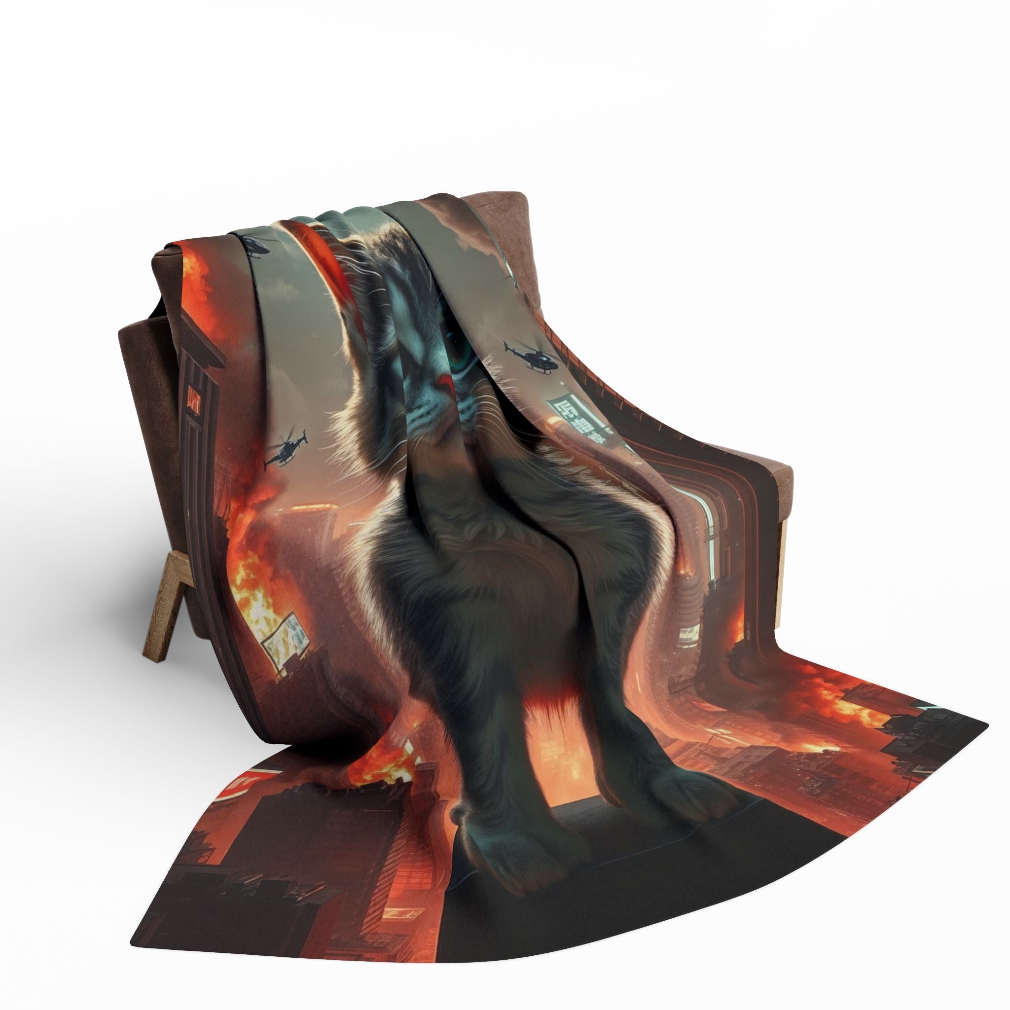 Giant Angry Kitten Attacks City Blanket