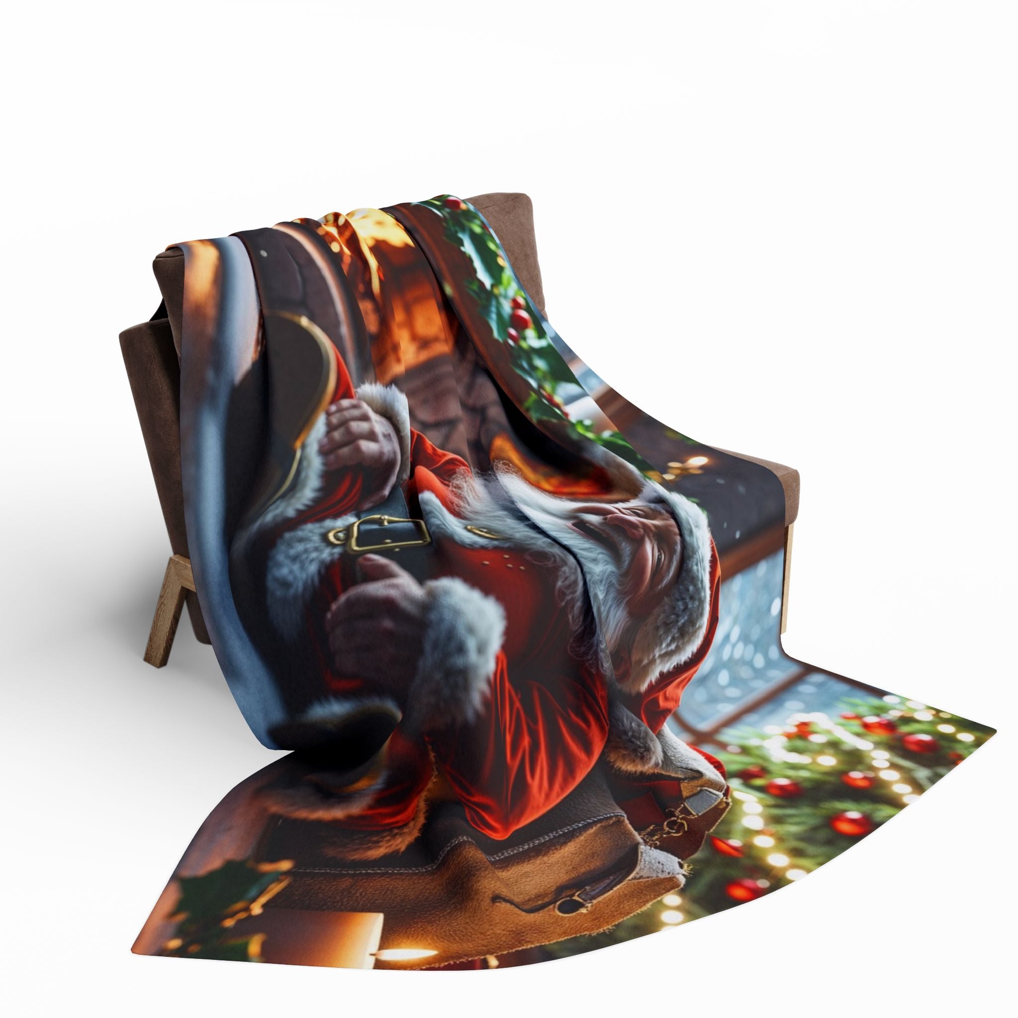 Happy Santa At The Fireplace