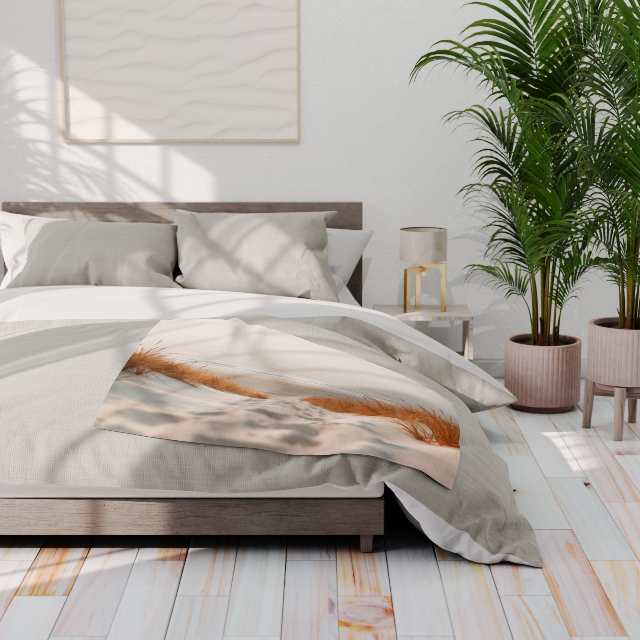 Serene Costal Beach Sea Grass Blanket