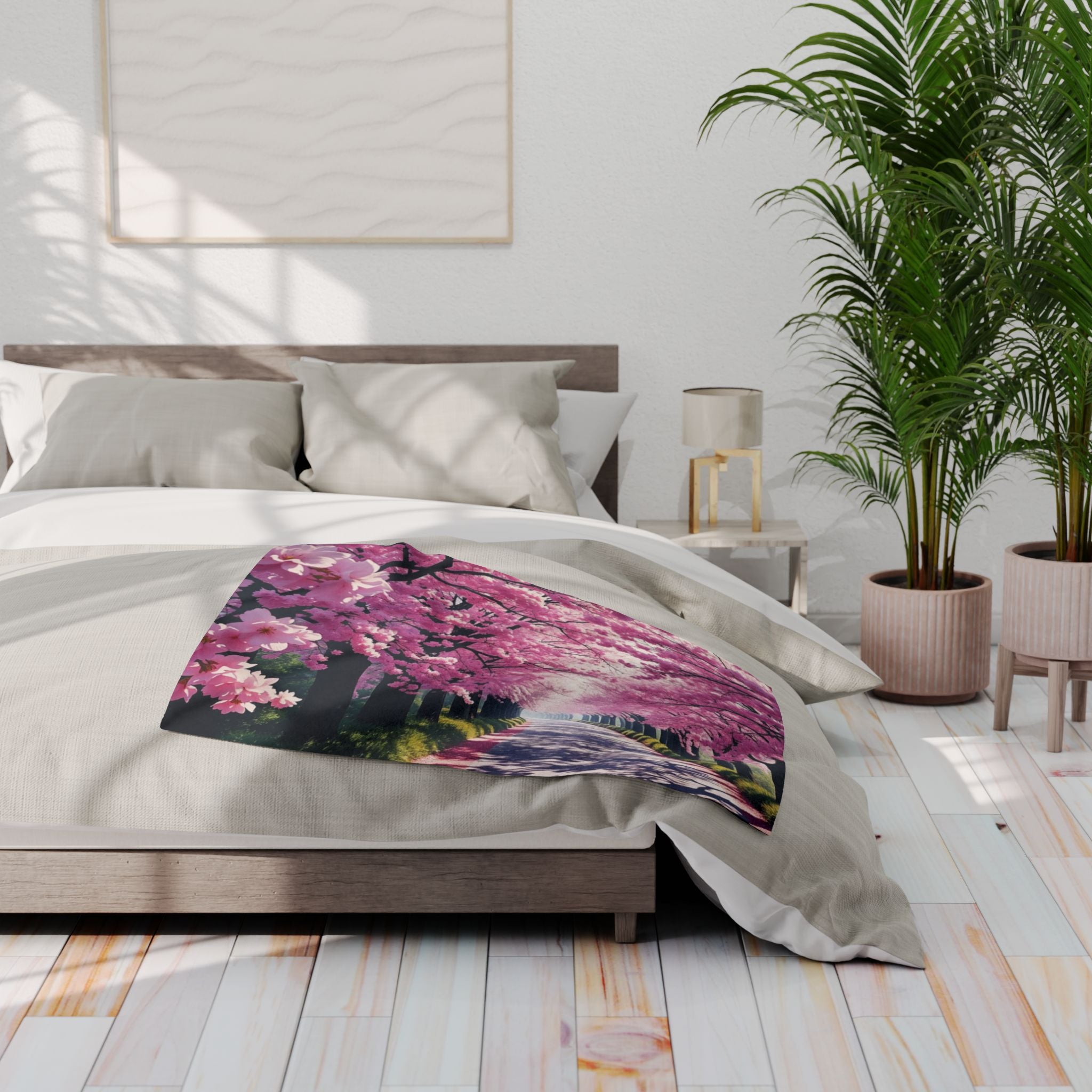 Japanese Pink Cherry Blossom Blanket