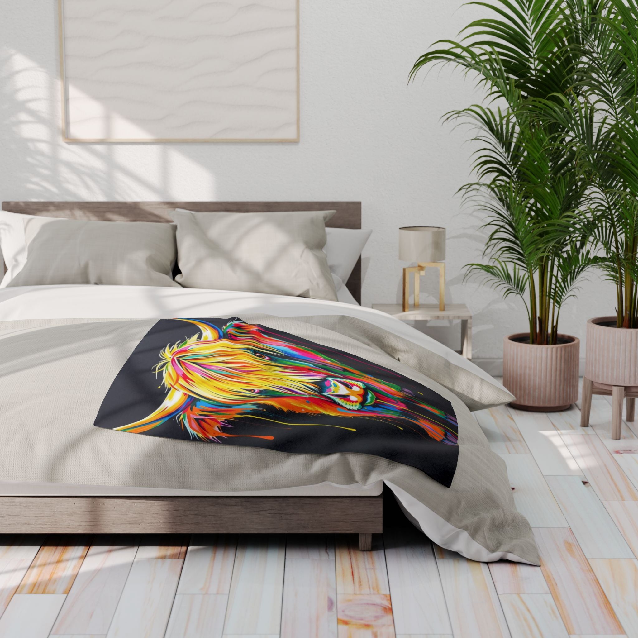 Colourful Highland Cow Blanket