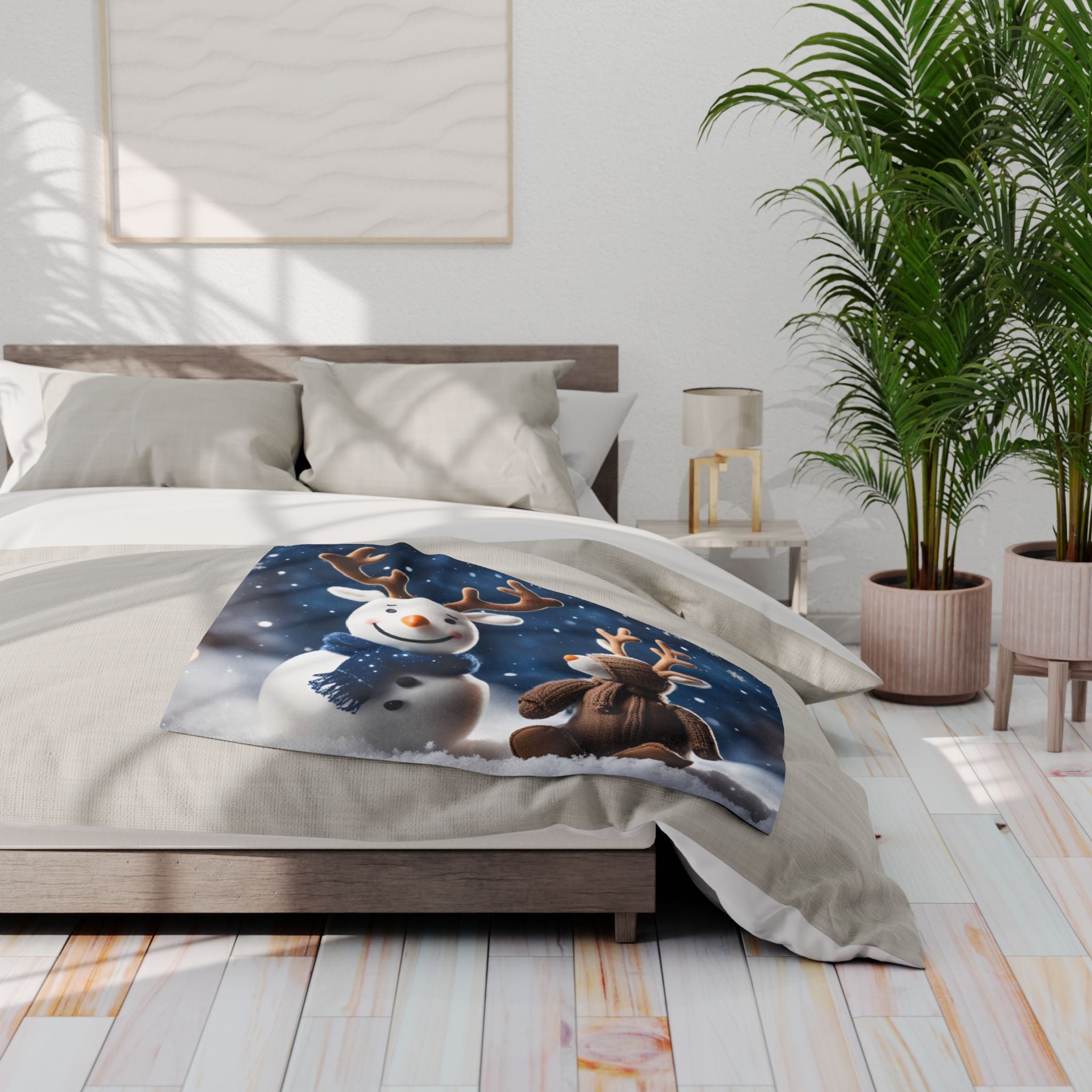 Snowman Reindeer Winter Blanket