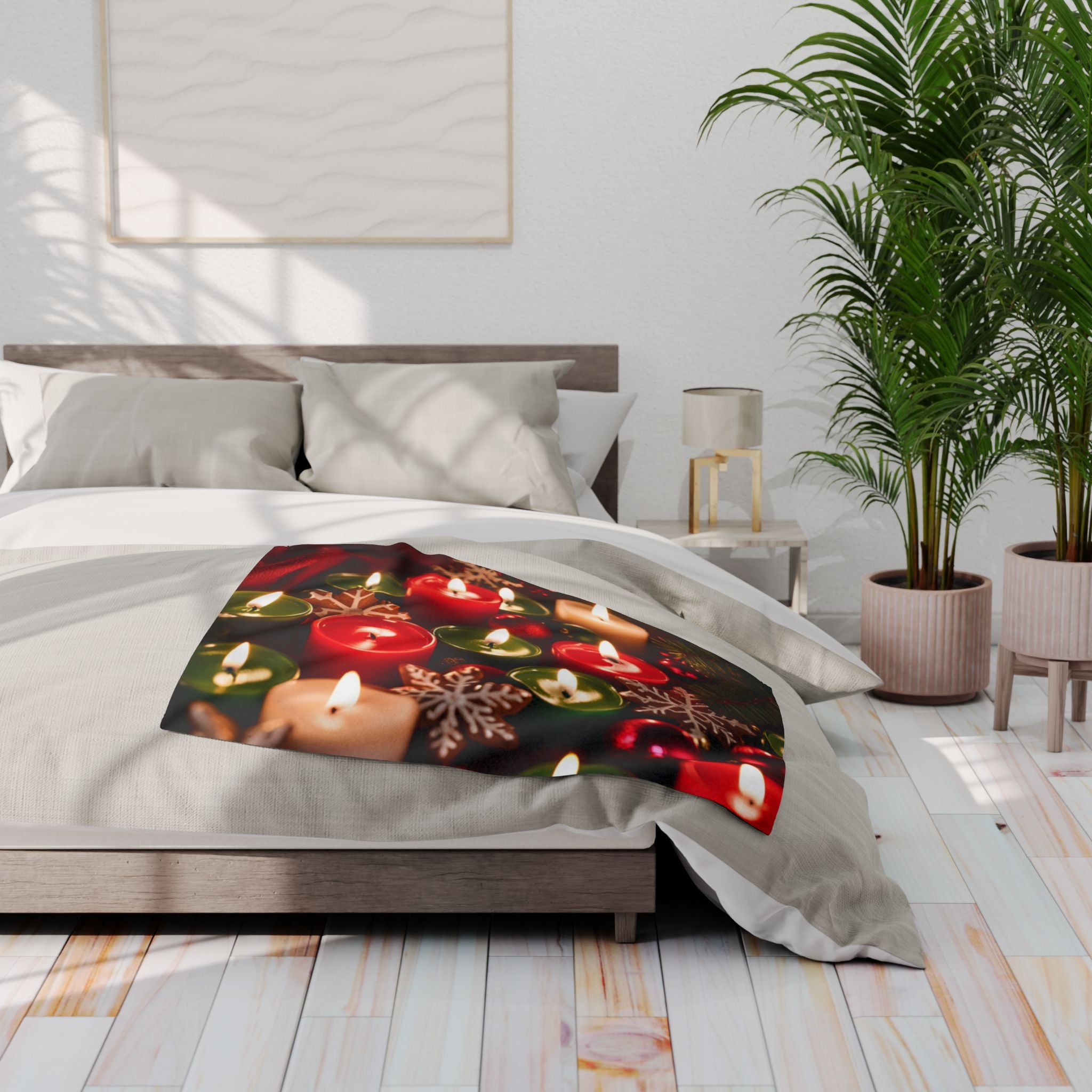 Christmas Candles and Snowflakes Blanket
