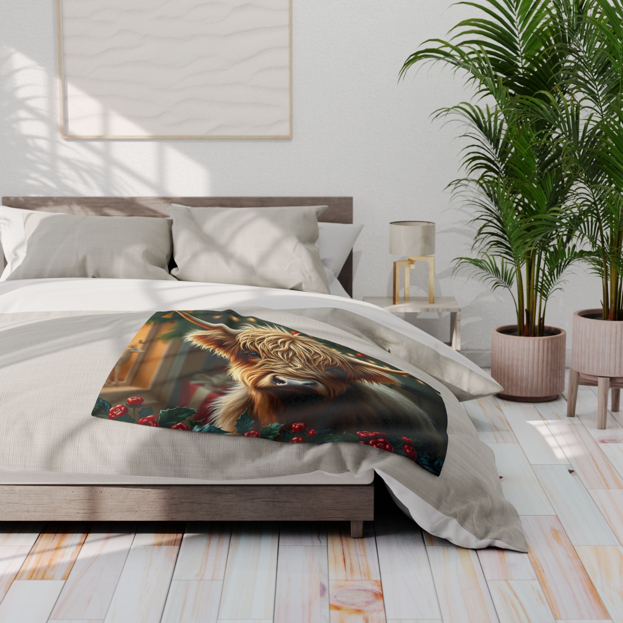 Festive Highland Cow Blanket