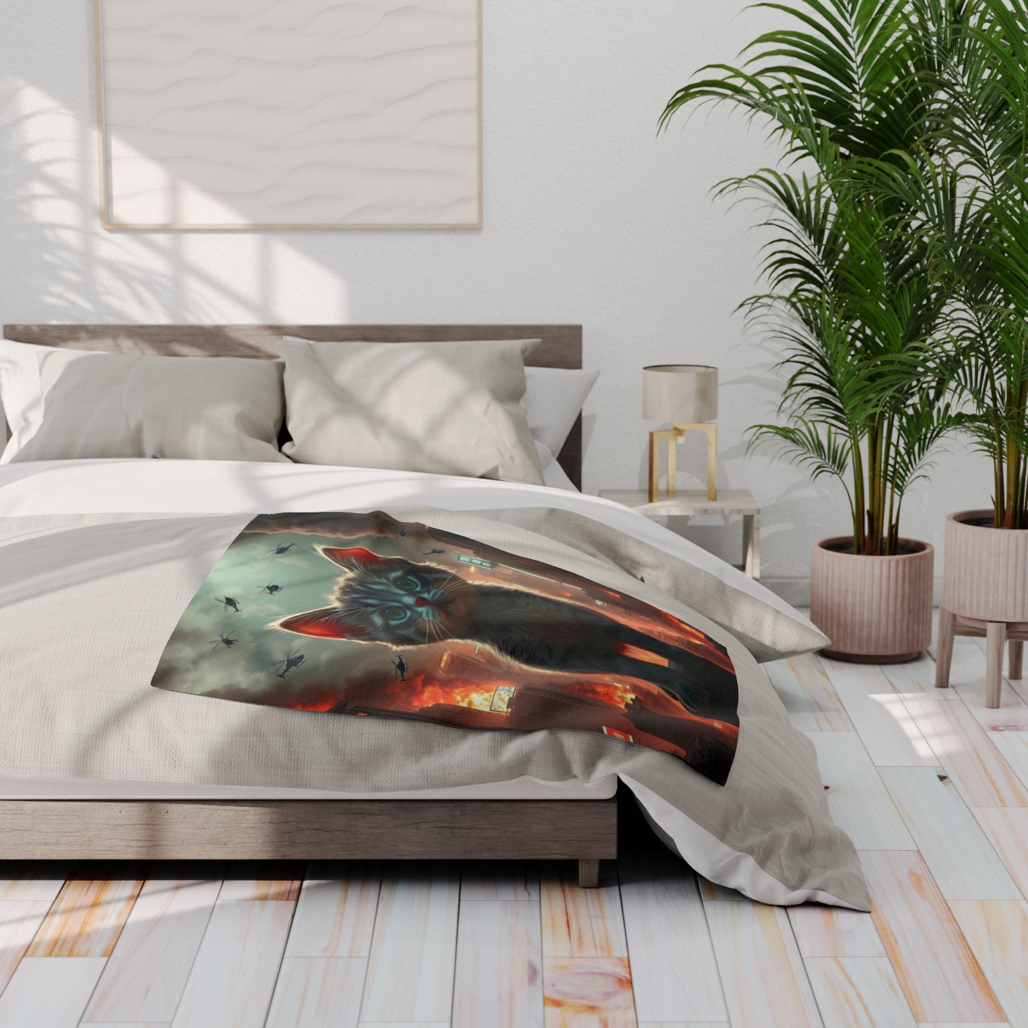 Giant Angry Kitten Attacks City Blanket