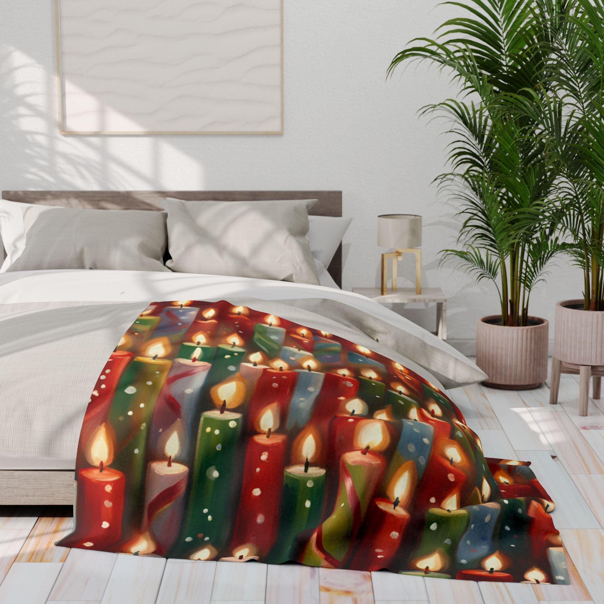Yuletide Christmas Candles Blanket