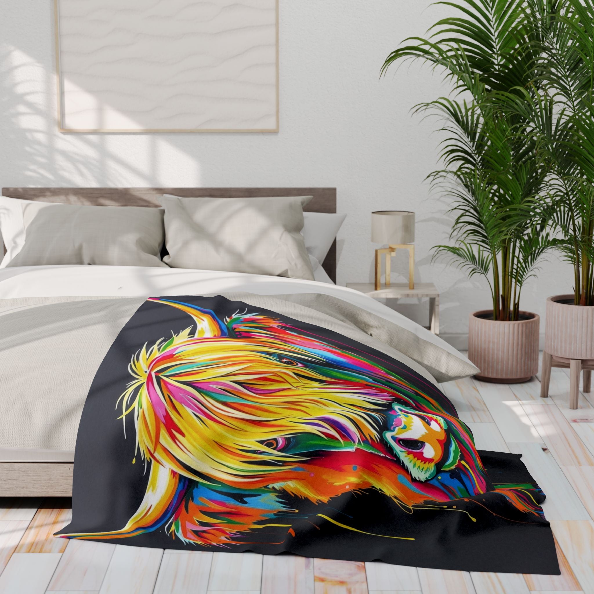 Colourful Highland Cow Blanket