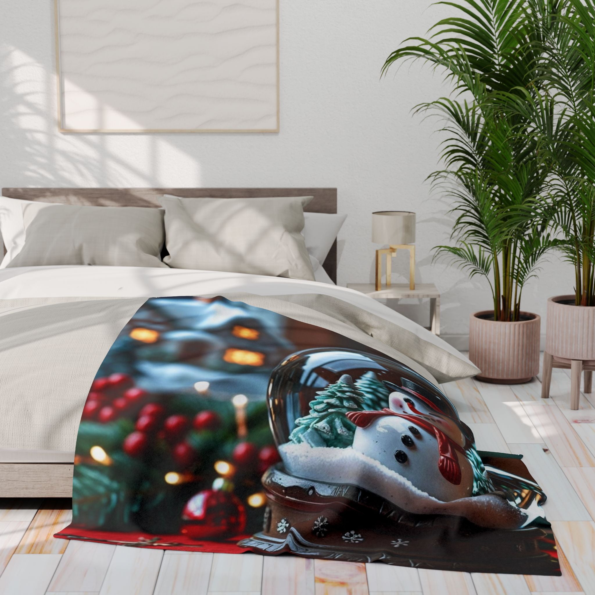 Festive Snowman Snow Globe Blanket