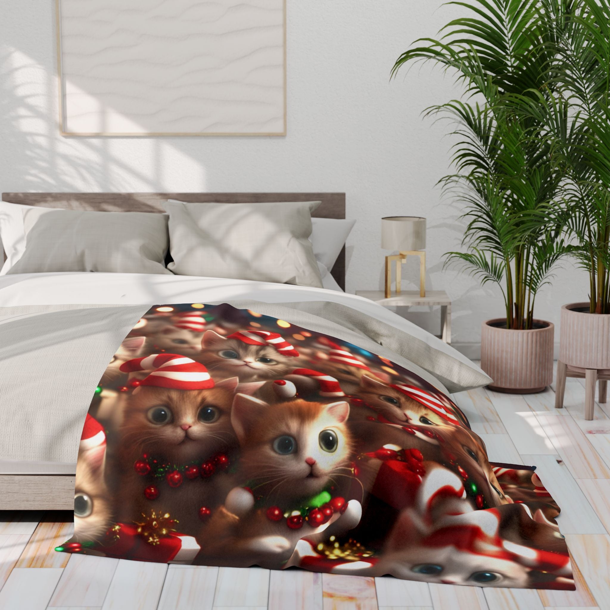 Excited Christmas Kittens Blanket