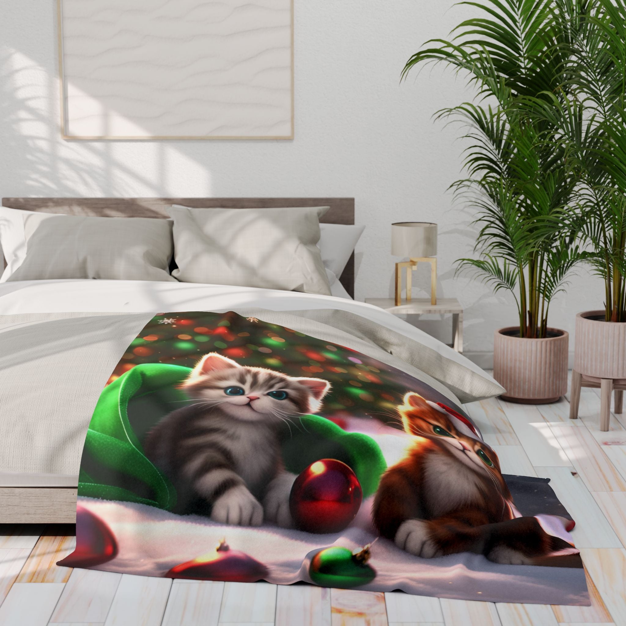 Cute Fun Christmas Kittens Blanket