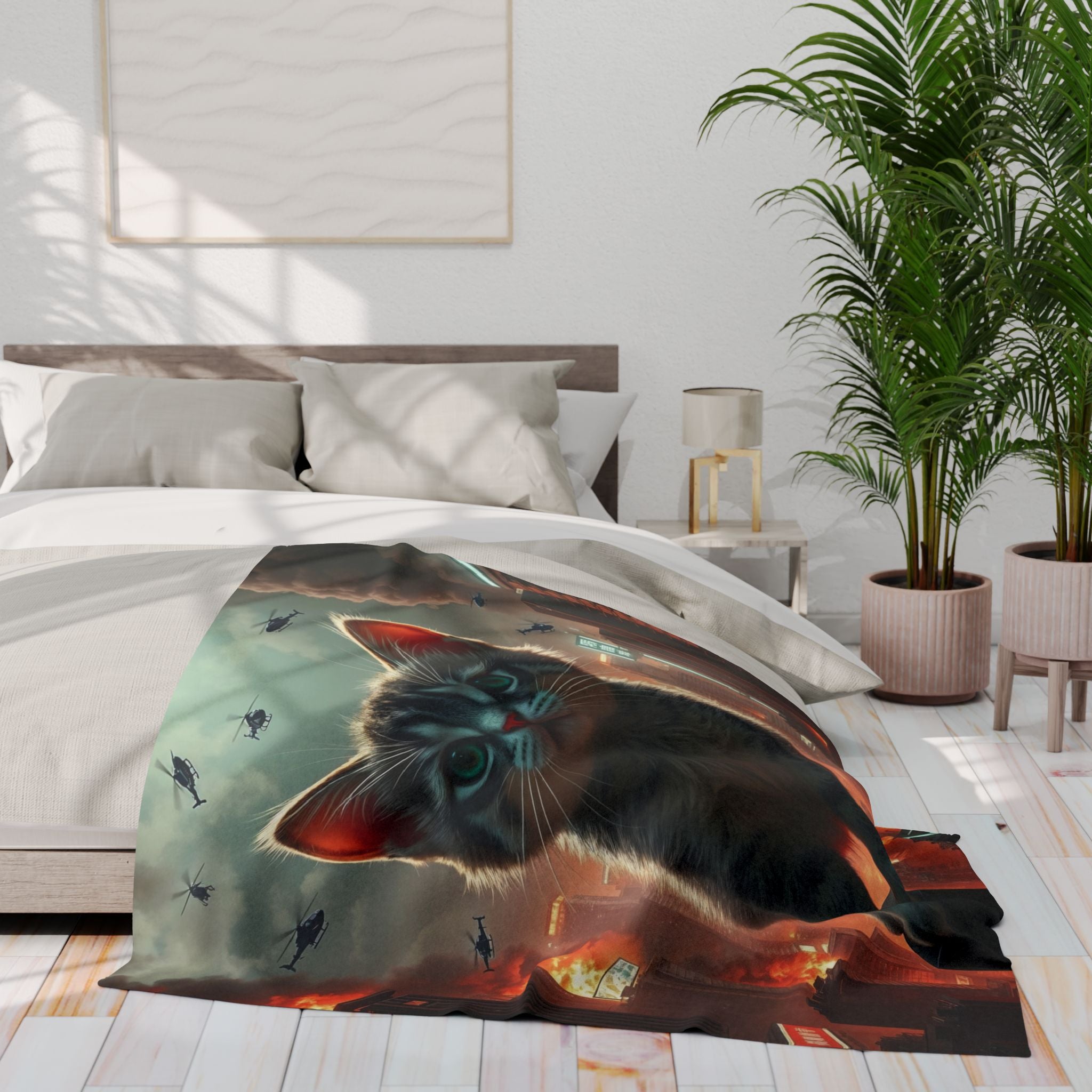 Giant Angry Kitten Attacks City Blanket