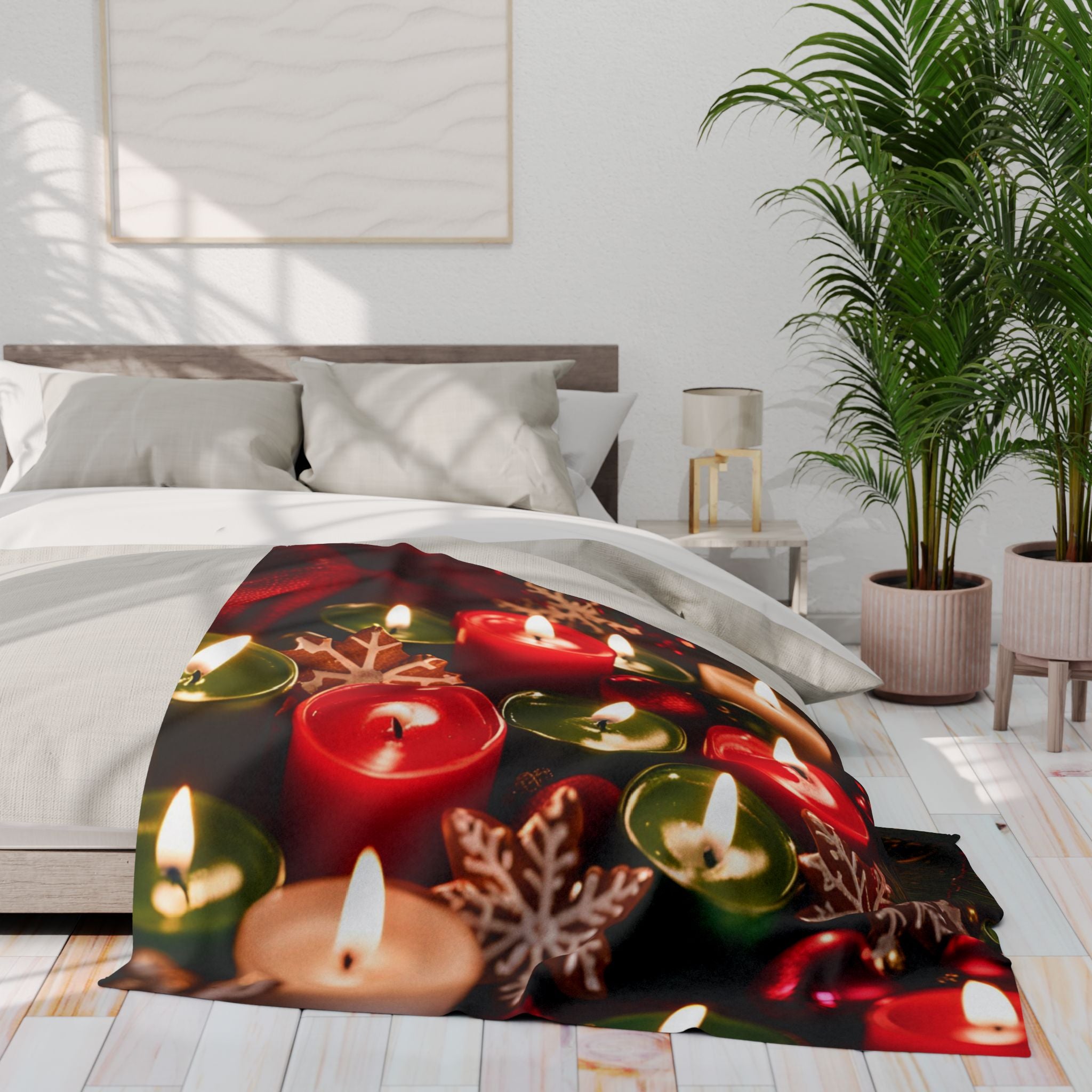 Christmas Candles and Snowflakes Blanket