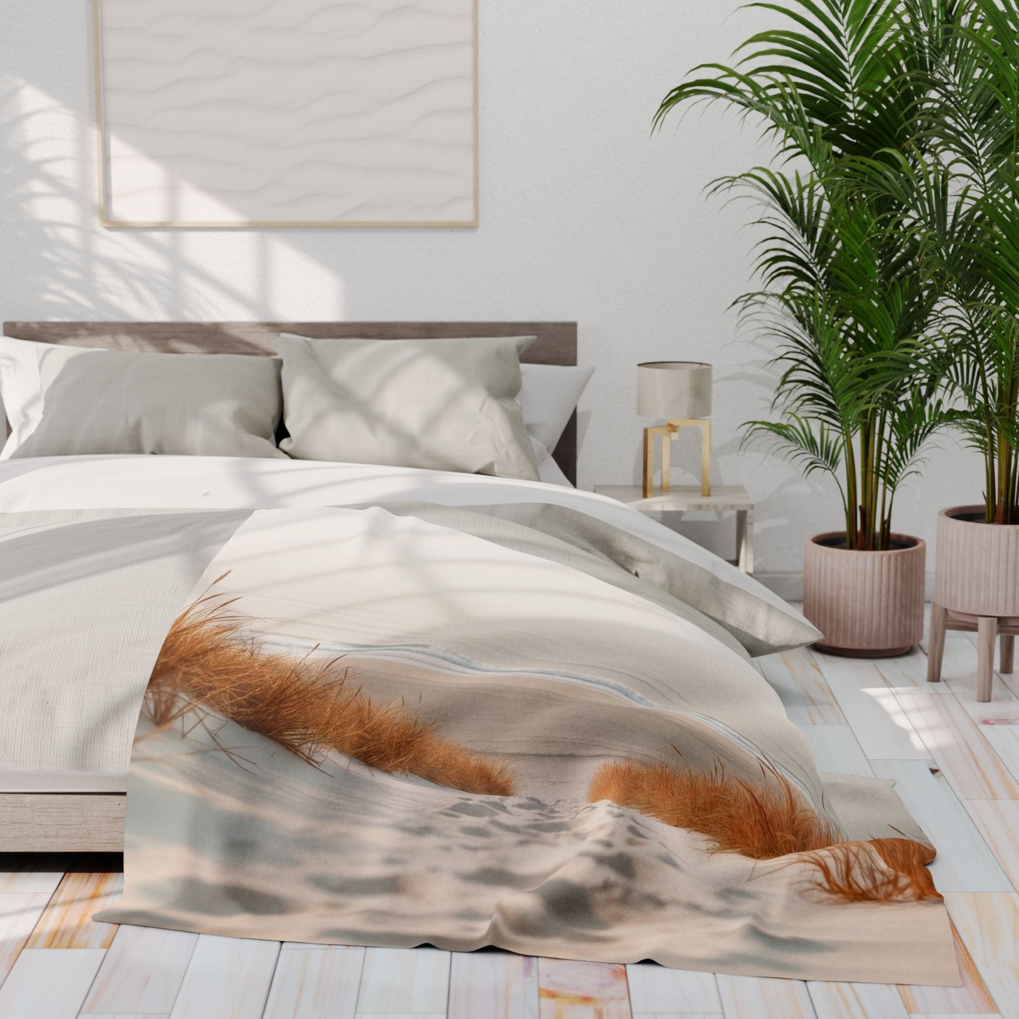 Serene Costal Beach Sea Grass Blanket