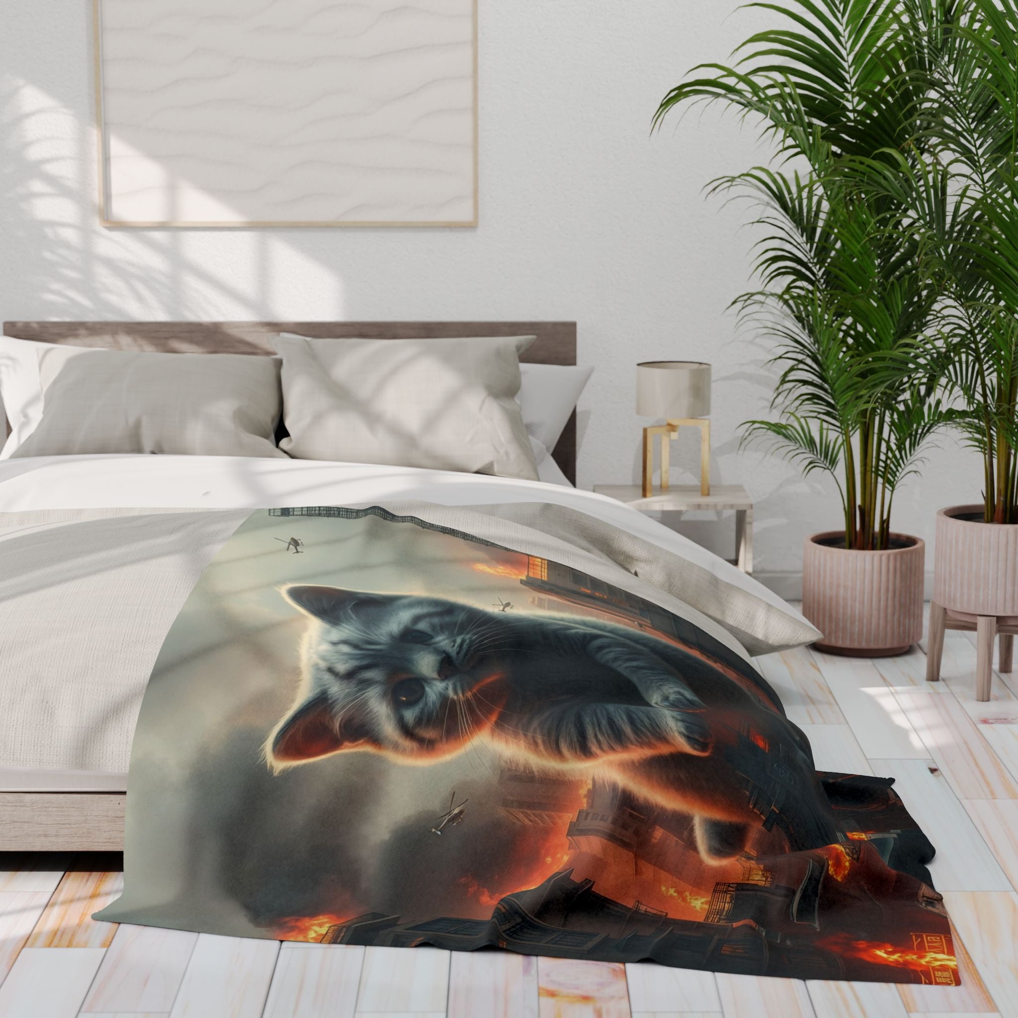 Cute Giant Angry Kitten Invades City Blanket