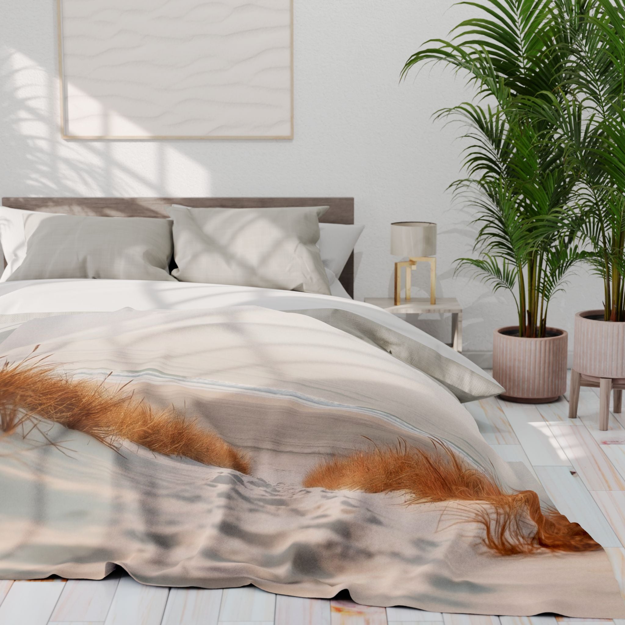 Serene Costal Beach Sea Grass Blanket