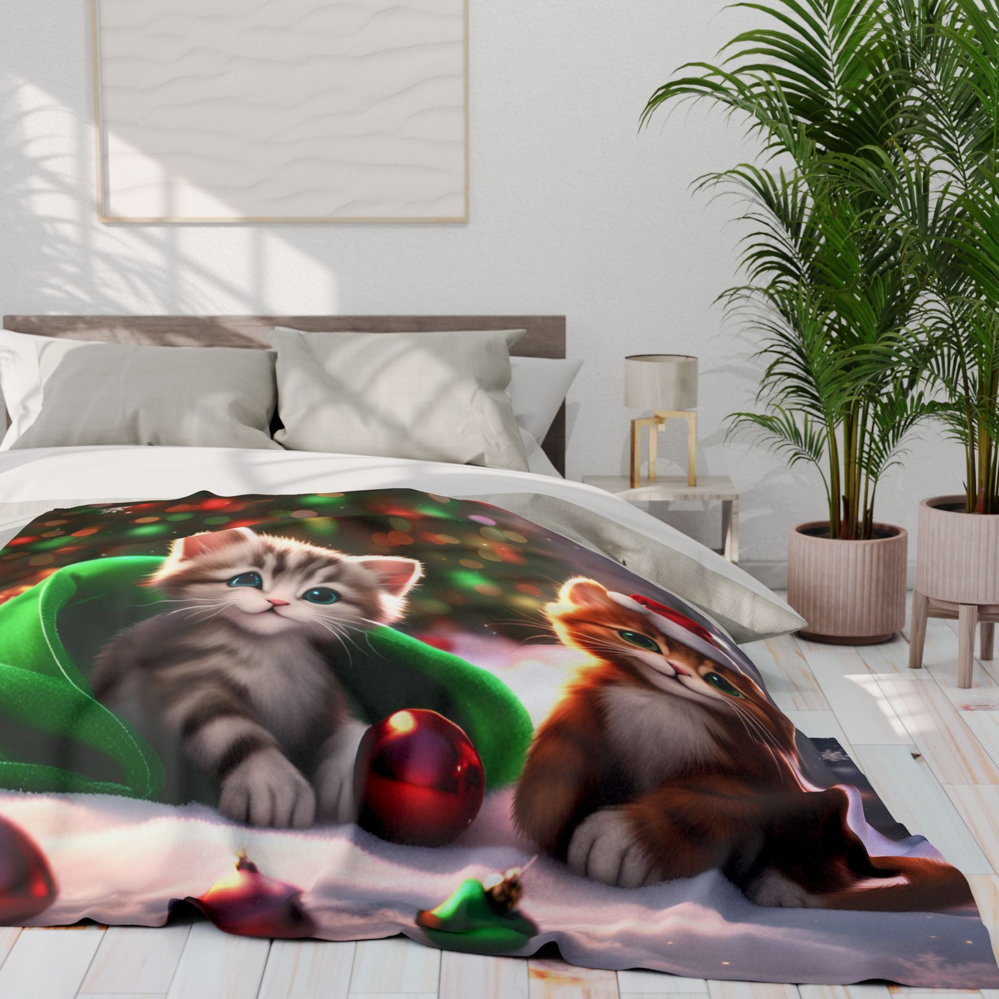 Cute Fun Christmas Kittens Blanket