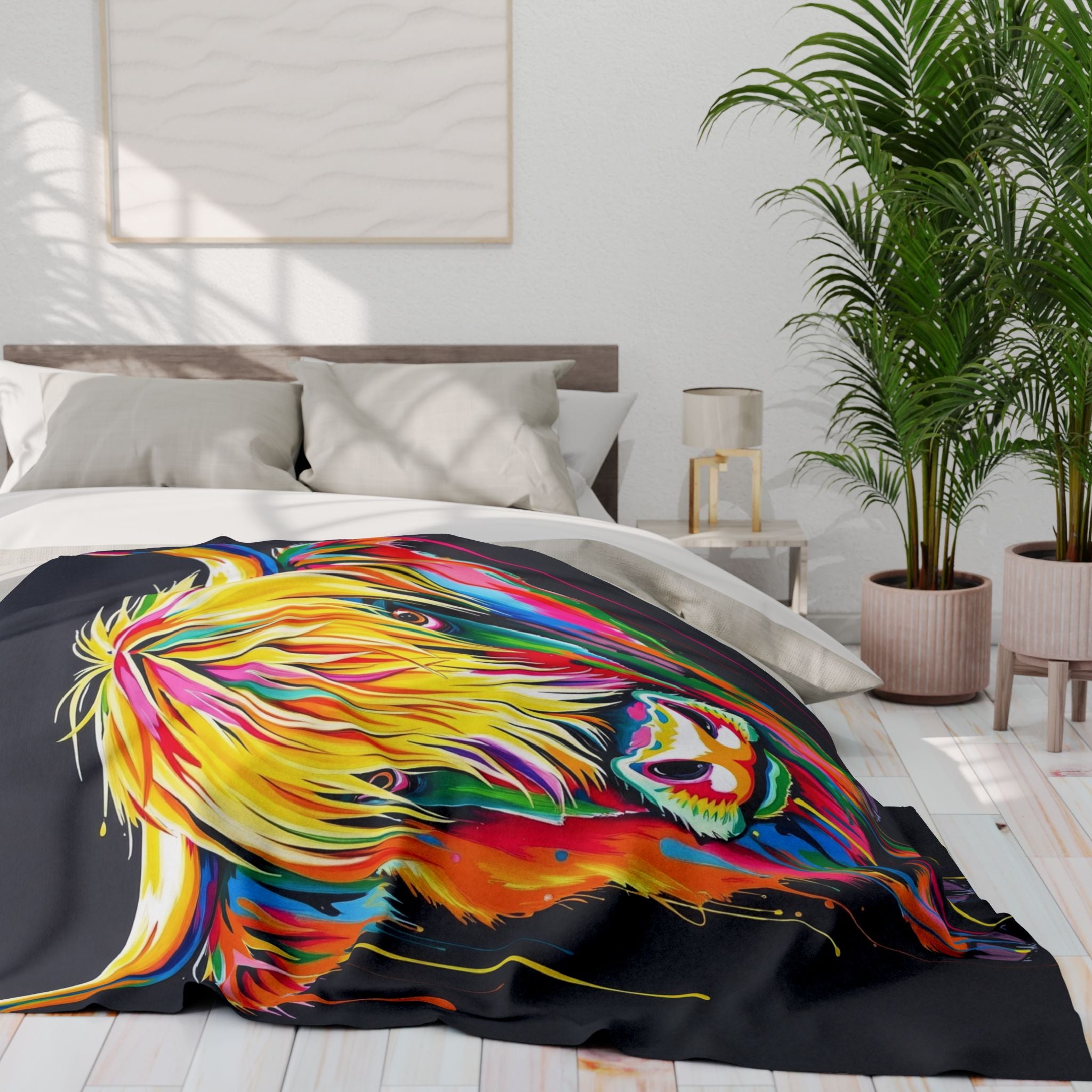 Colourful Highland Cow Blanket