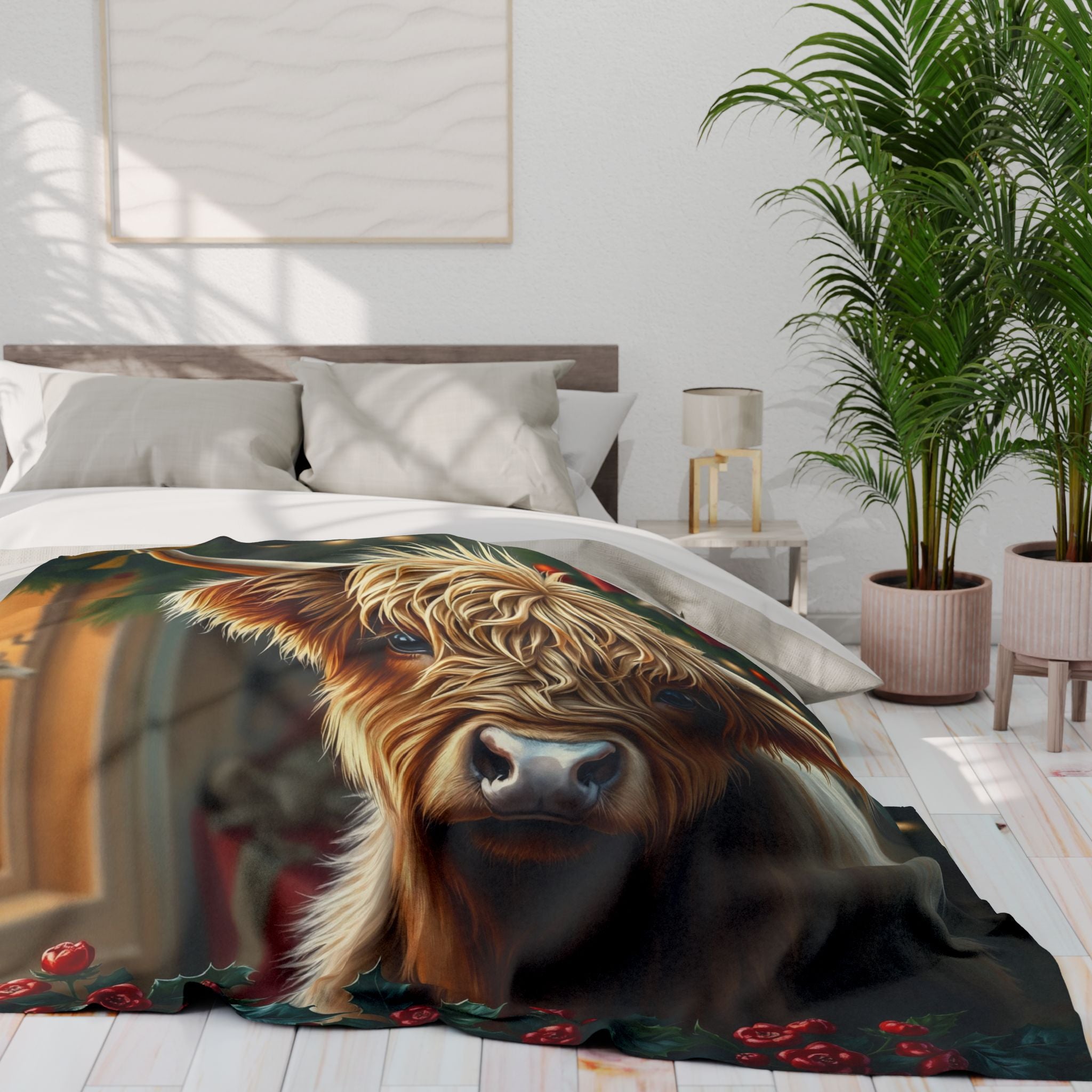 Festive Highland Cow Blanket