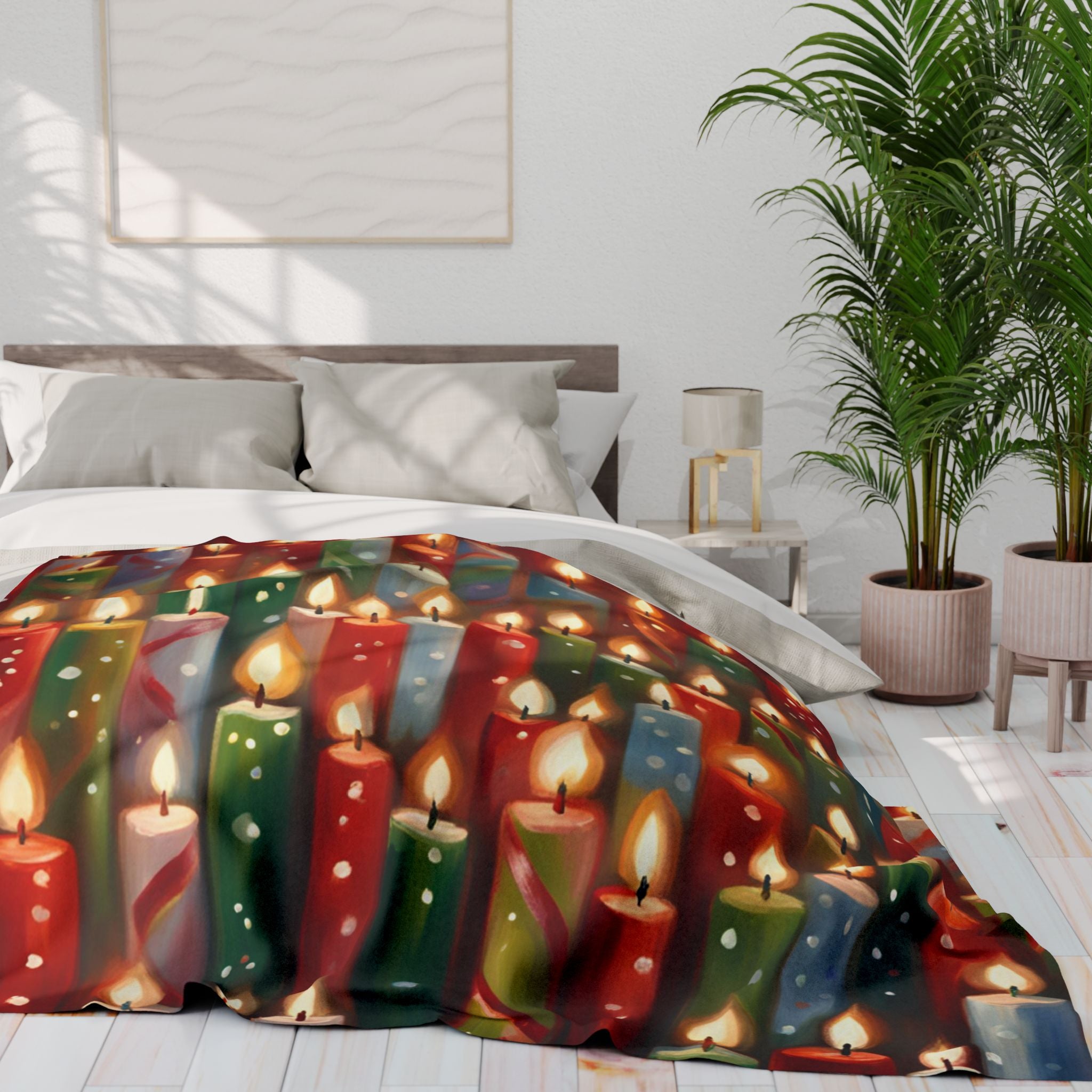 Yuletide Christmas Candles Blanket