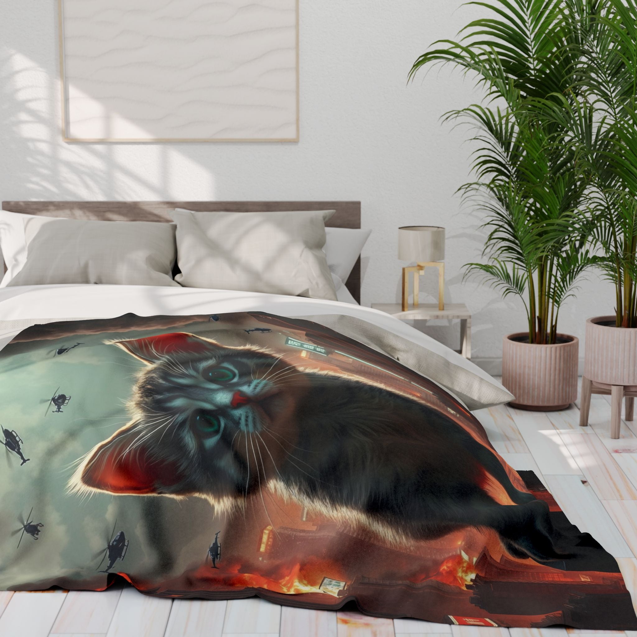 Giant Angry Kitten Attacks City Blanket