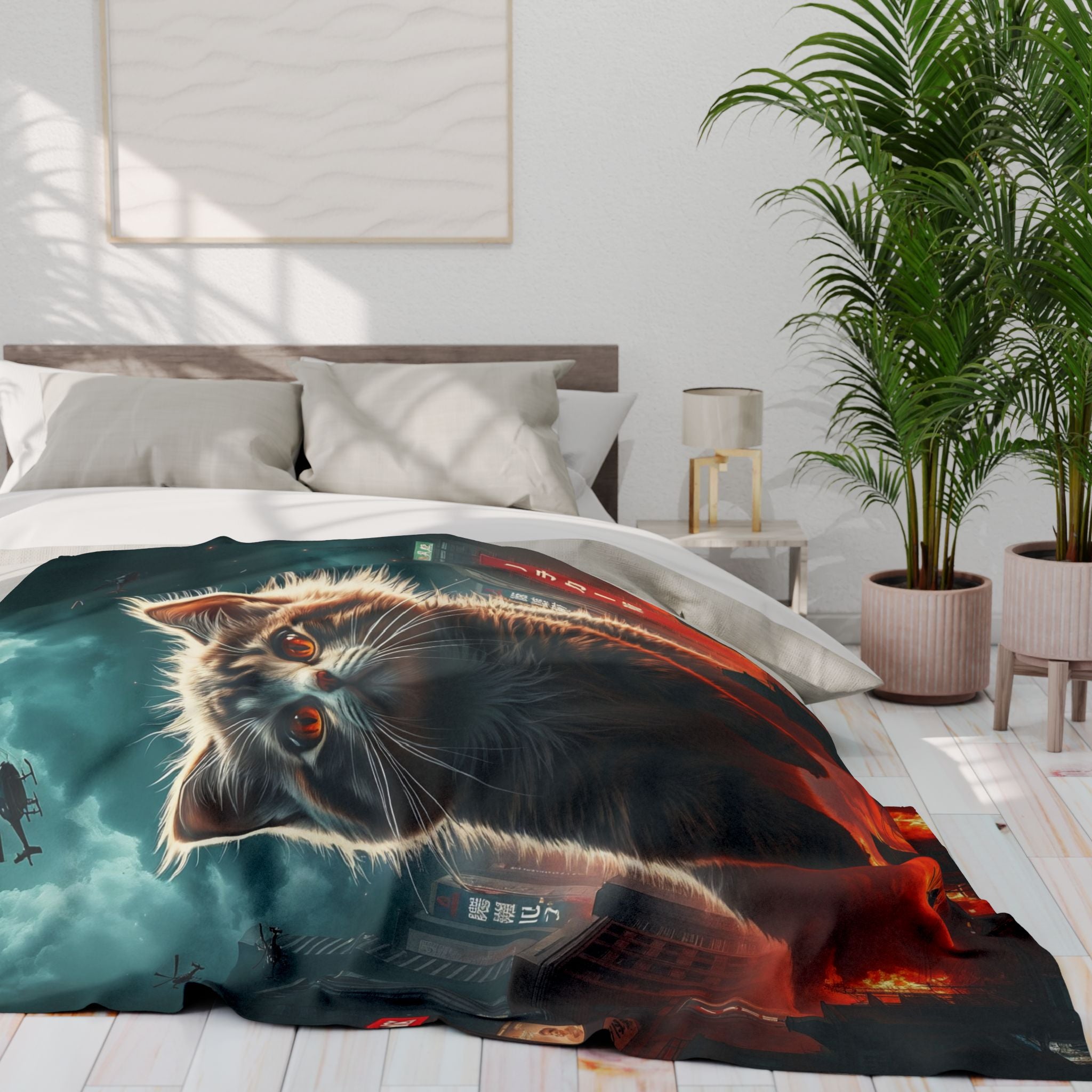Angry Kitten Attacks Downtown Japan Blanket