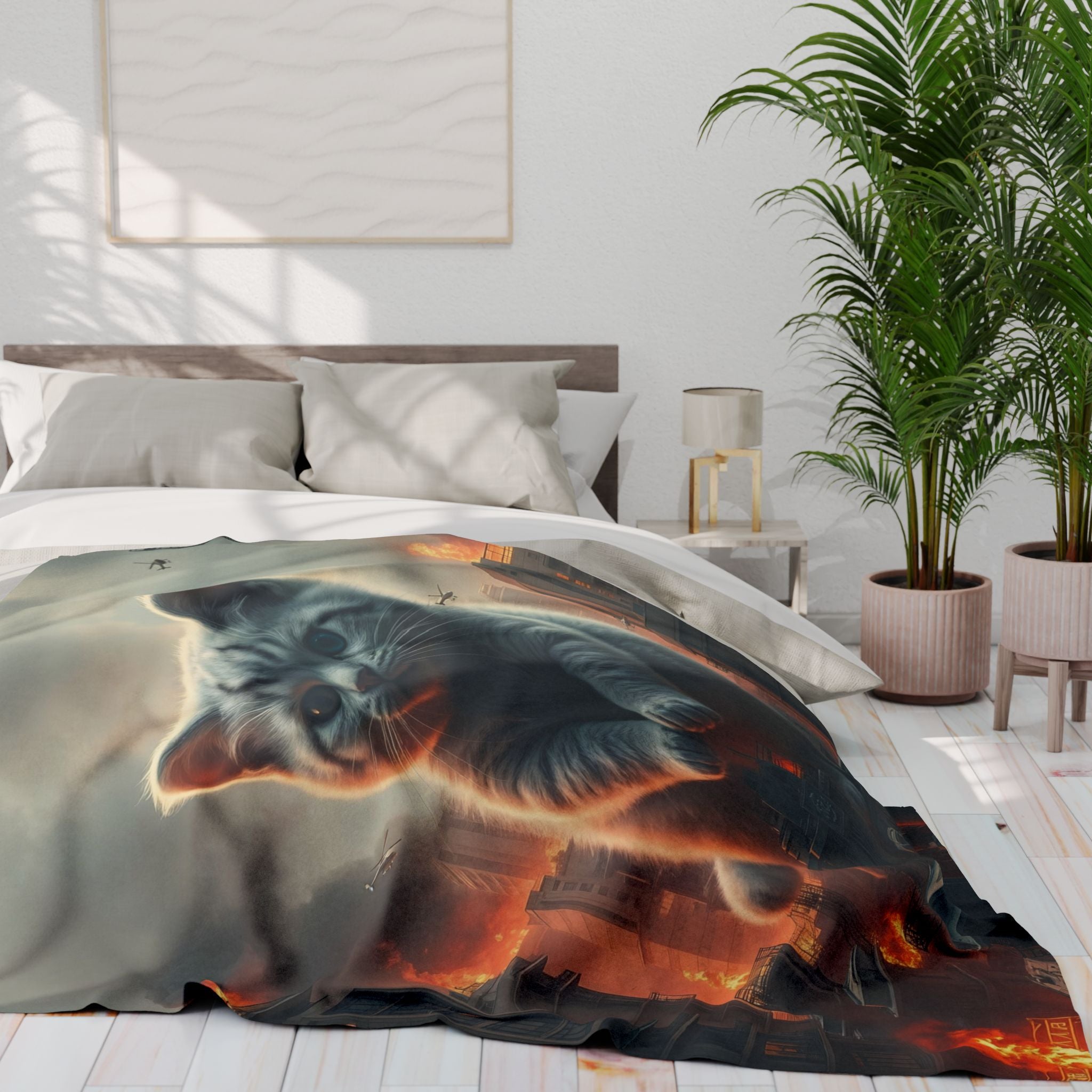 Cute Giant Angry Kitten Invades City Blanket