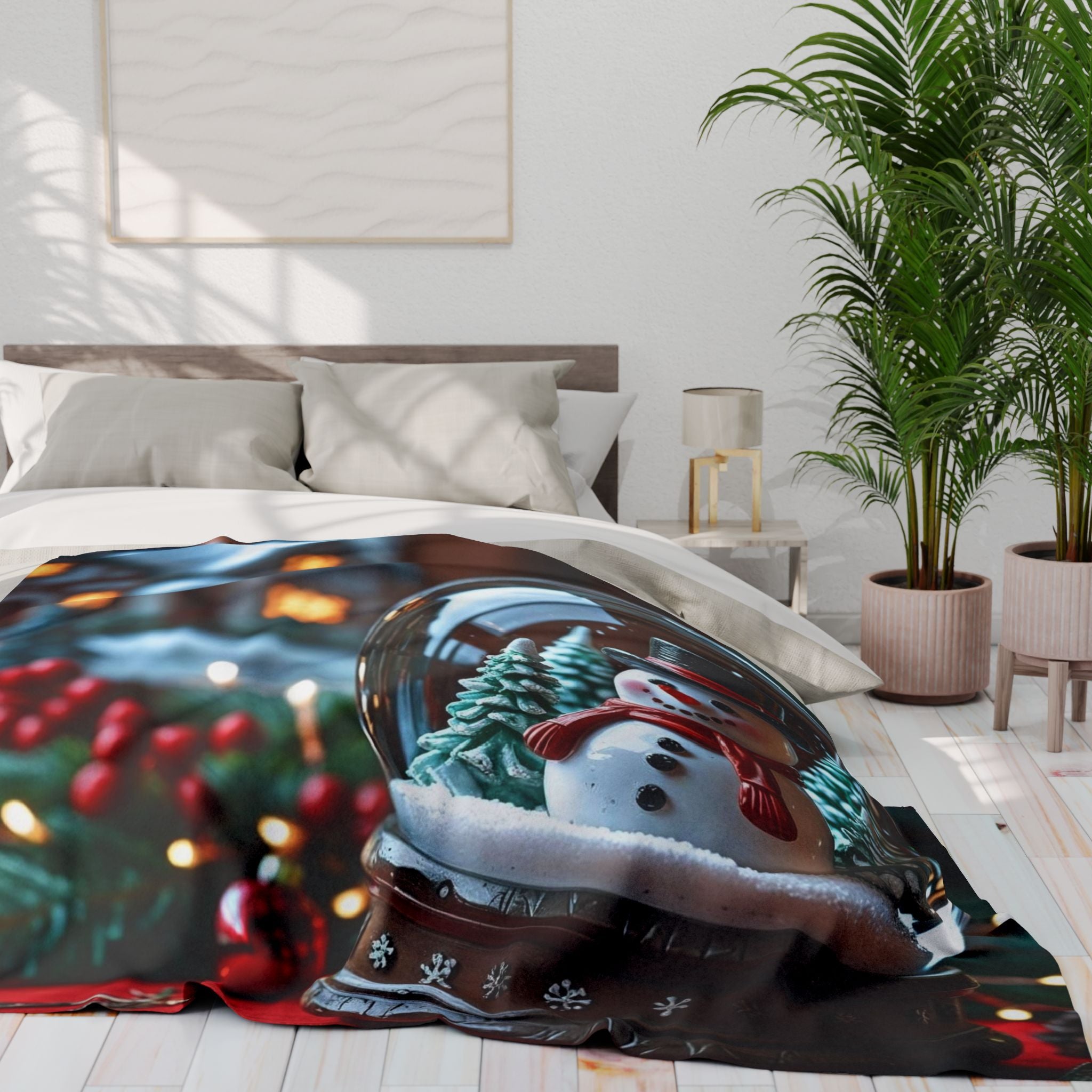 Festive Snowman Snow Globe Blanket