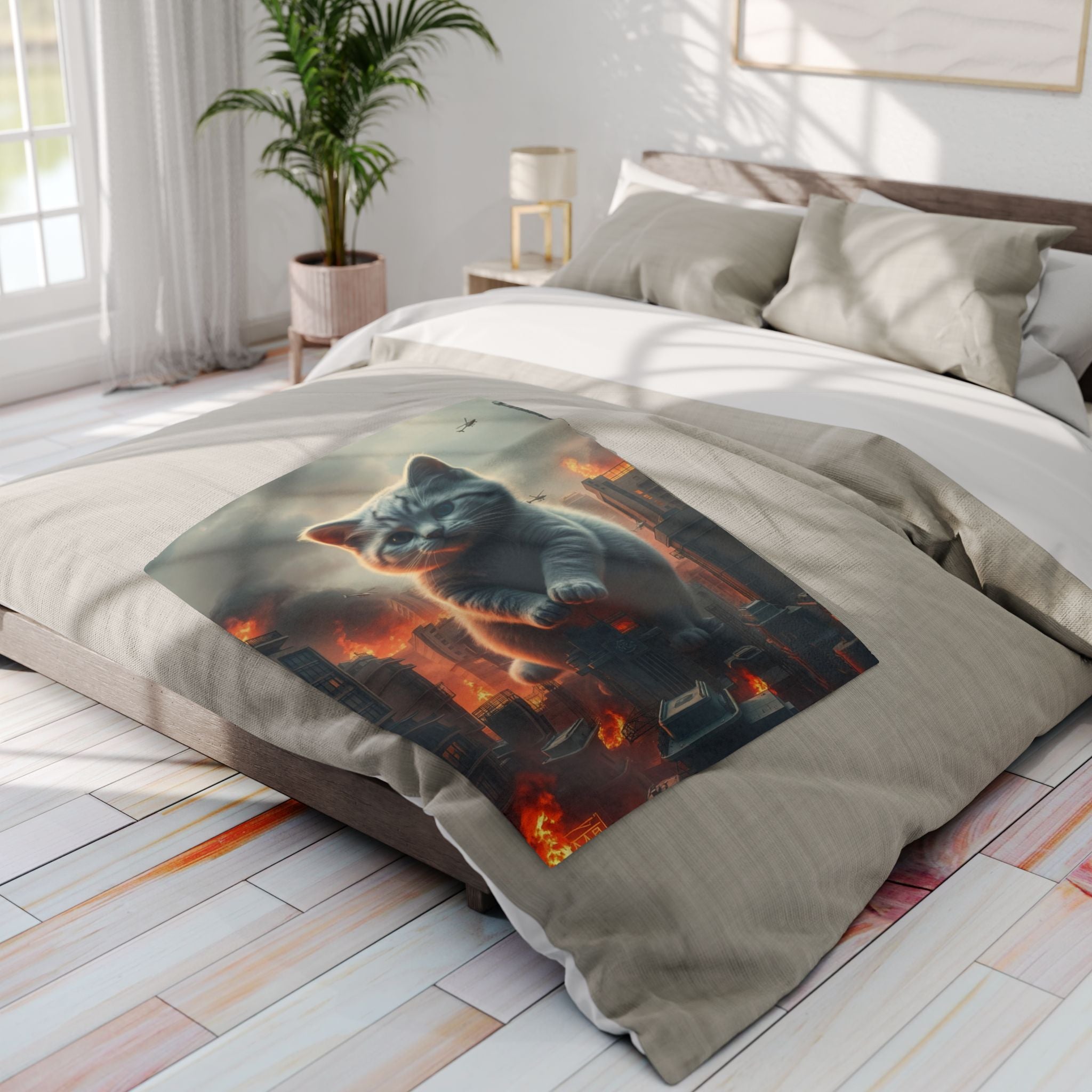 Cute Giant Angry Kitten Invades City Blanket