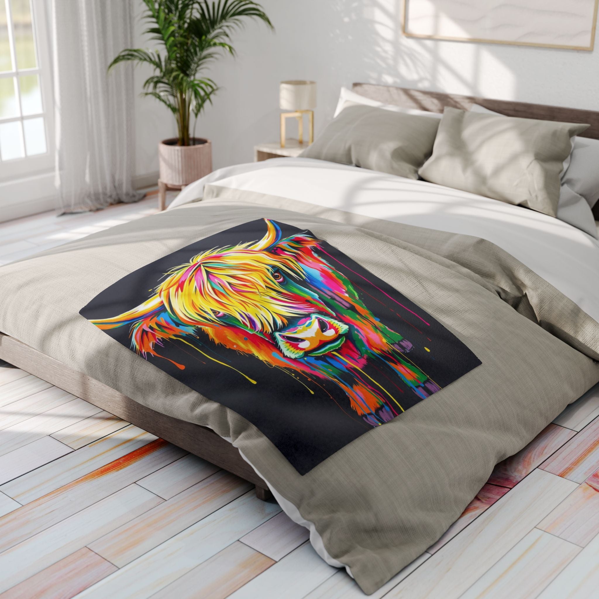 Colourful Highland Cow Blanket