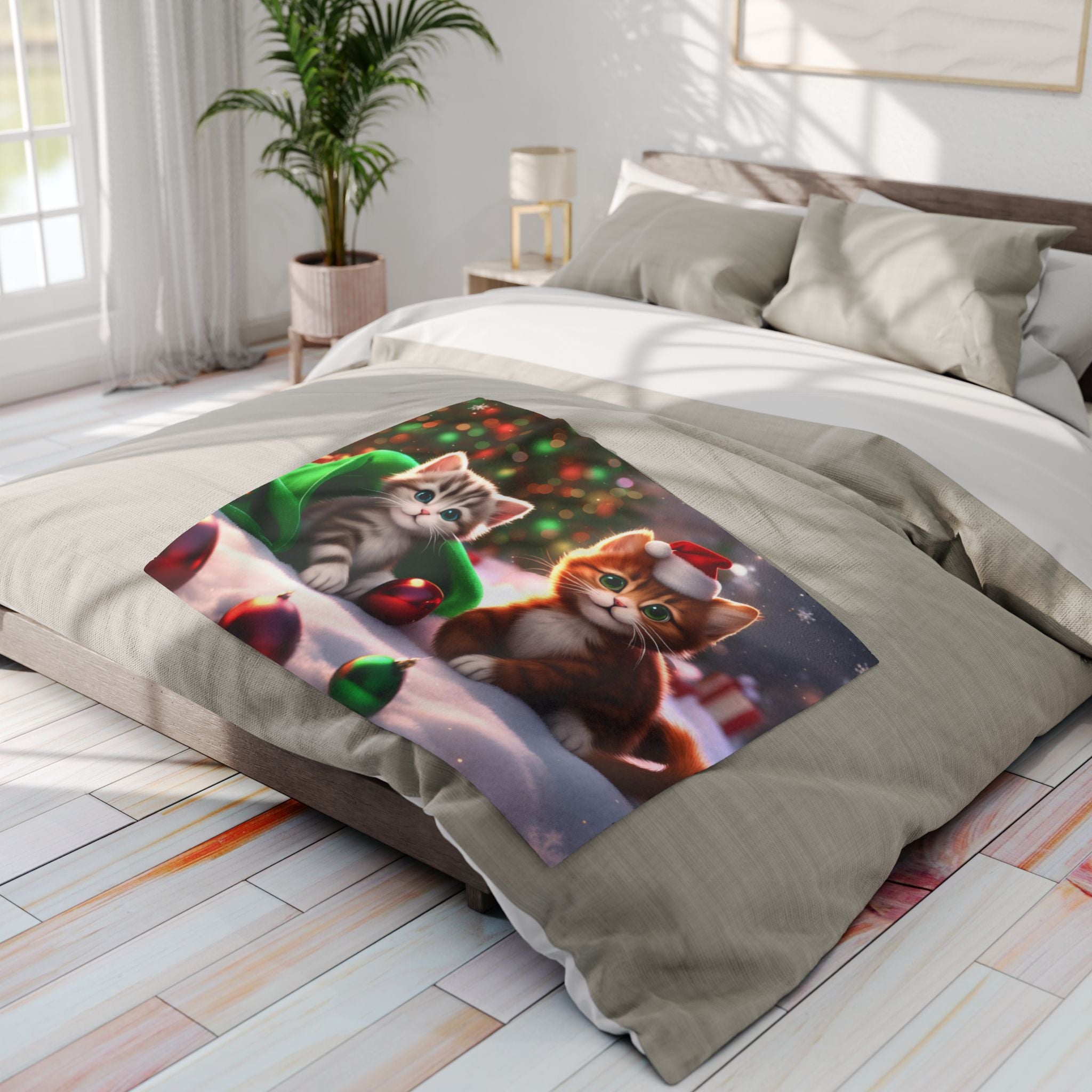 Cute Fun Christmas Kittens Blanket