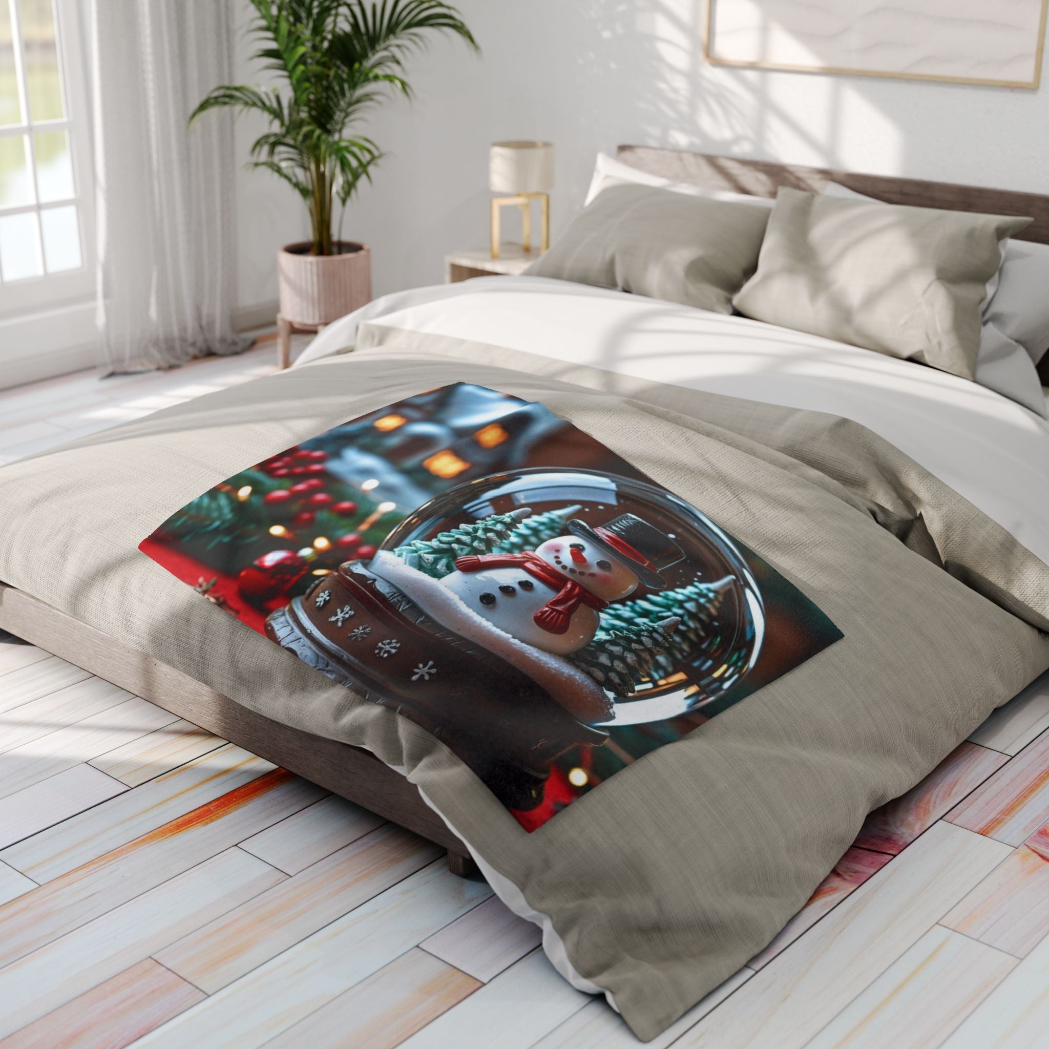 Festive Snowman Snow Globe Blanket