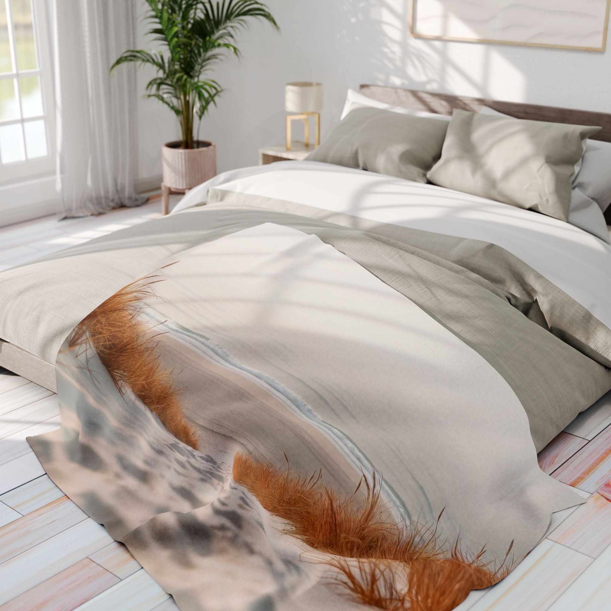 Serene Costal Beach Sea Grass Blanket