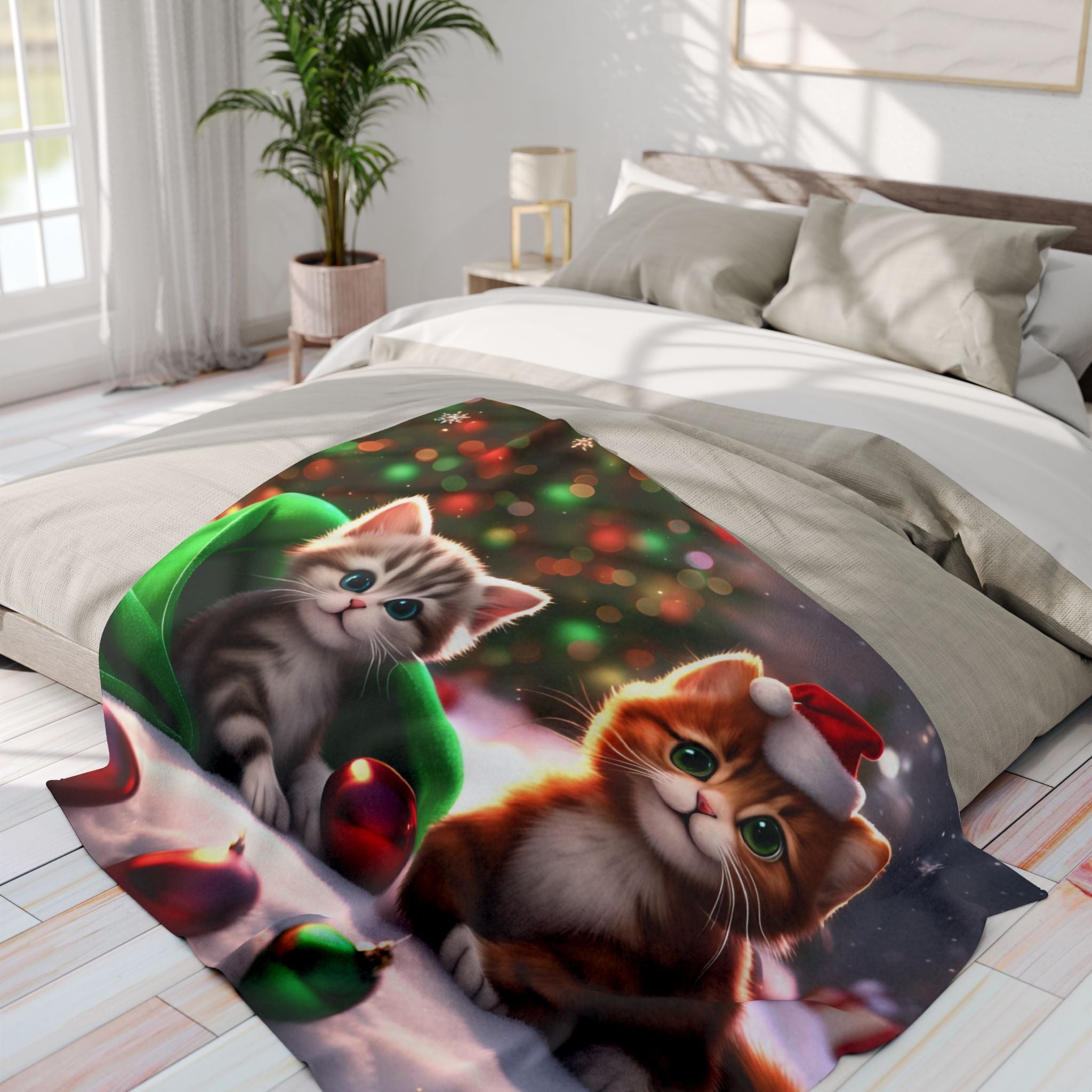 Cute Fun Christmas Kittens Blanket