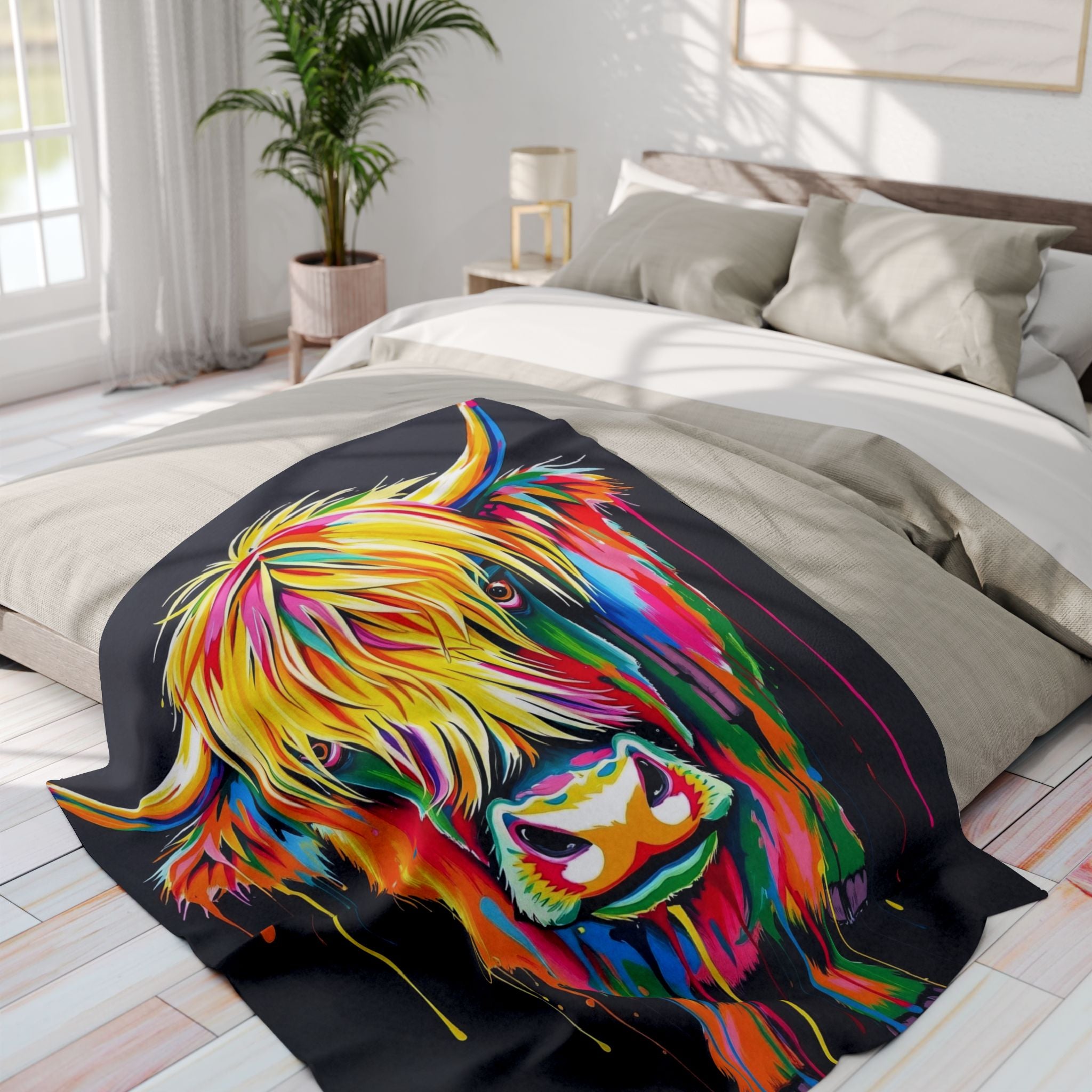 Colourful Highland Cow Blanket