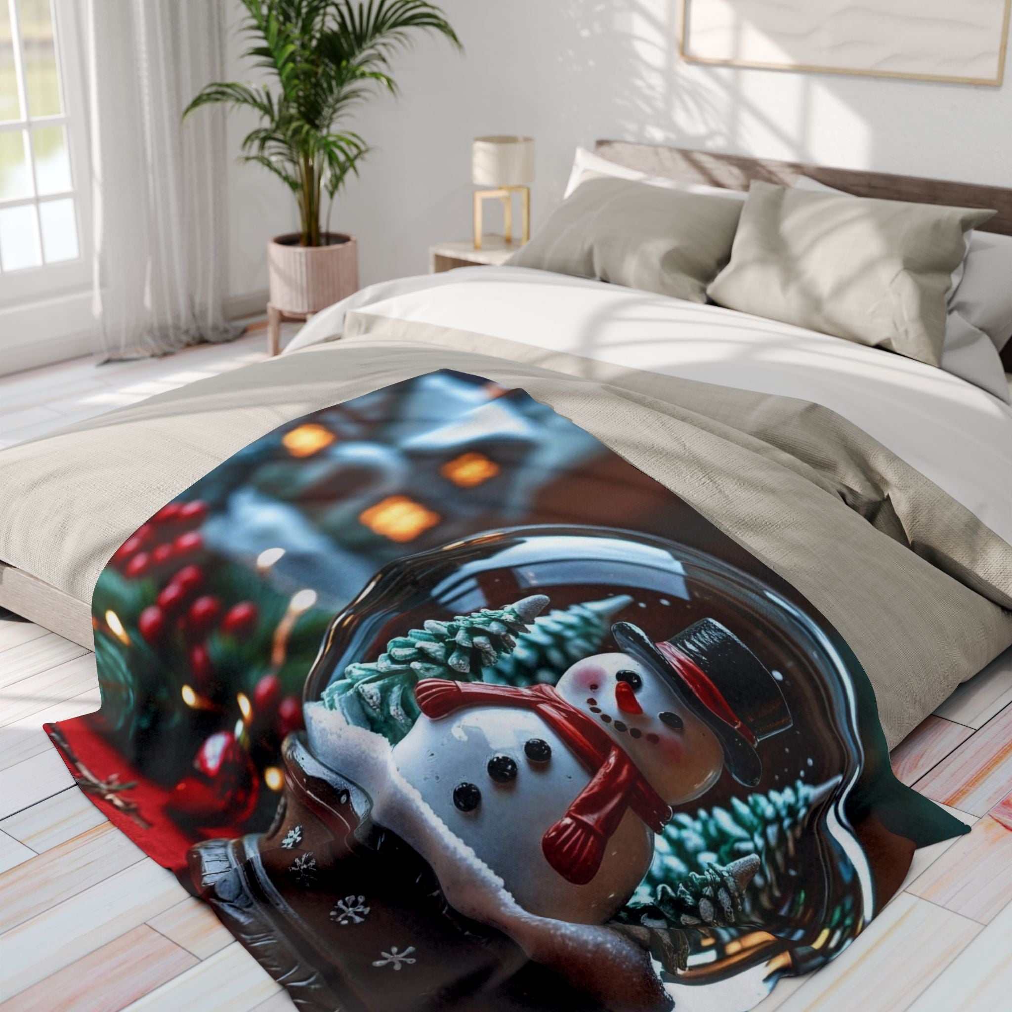 Festive Snowman Snow Globe Blanket