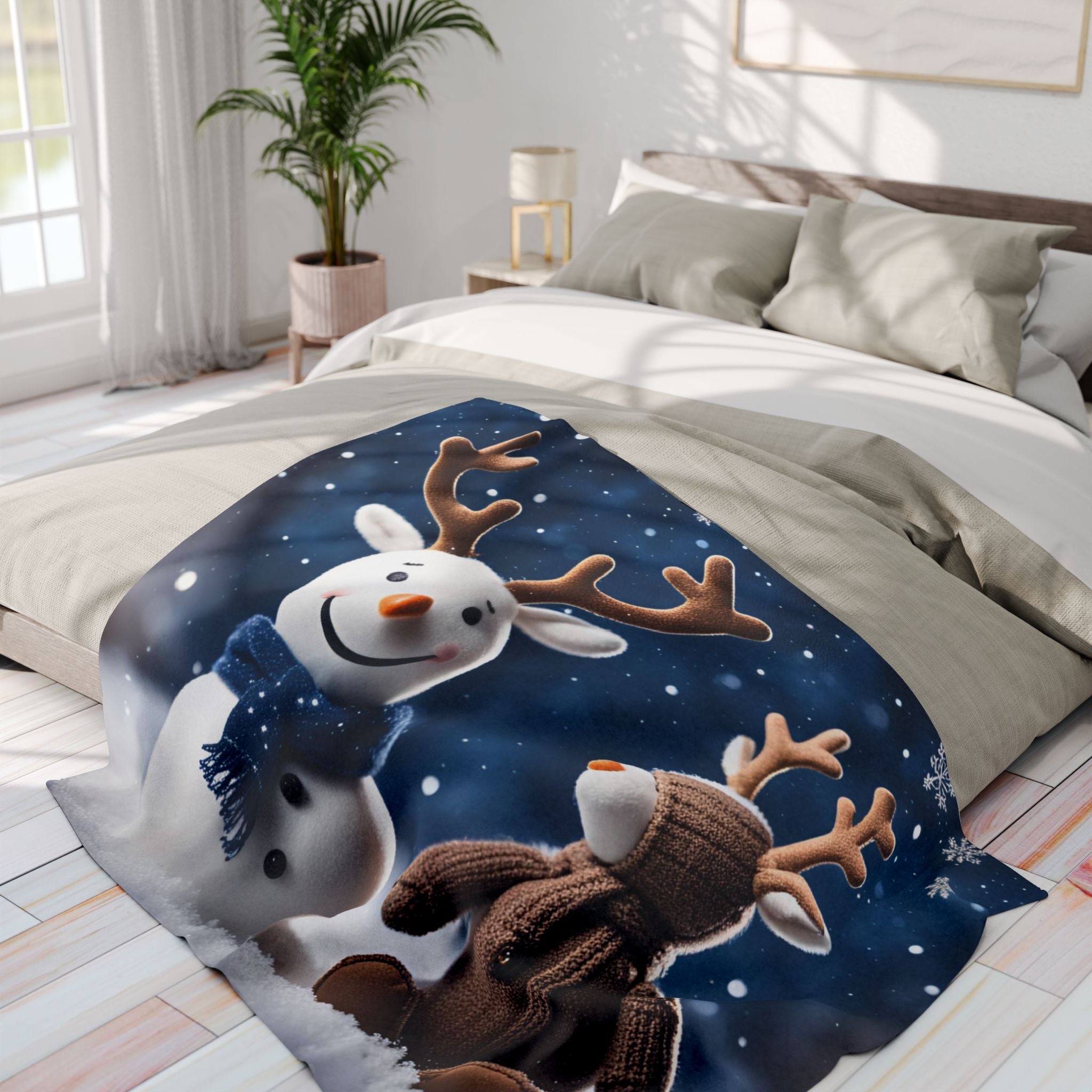 Snowman Reindeer Winter Blanket
