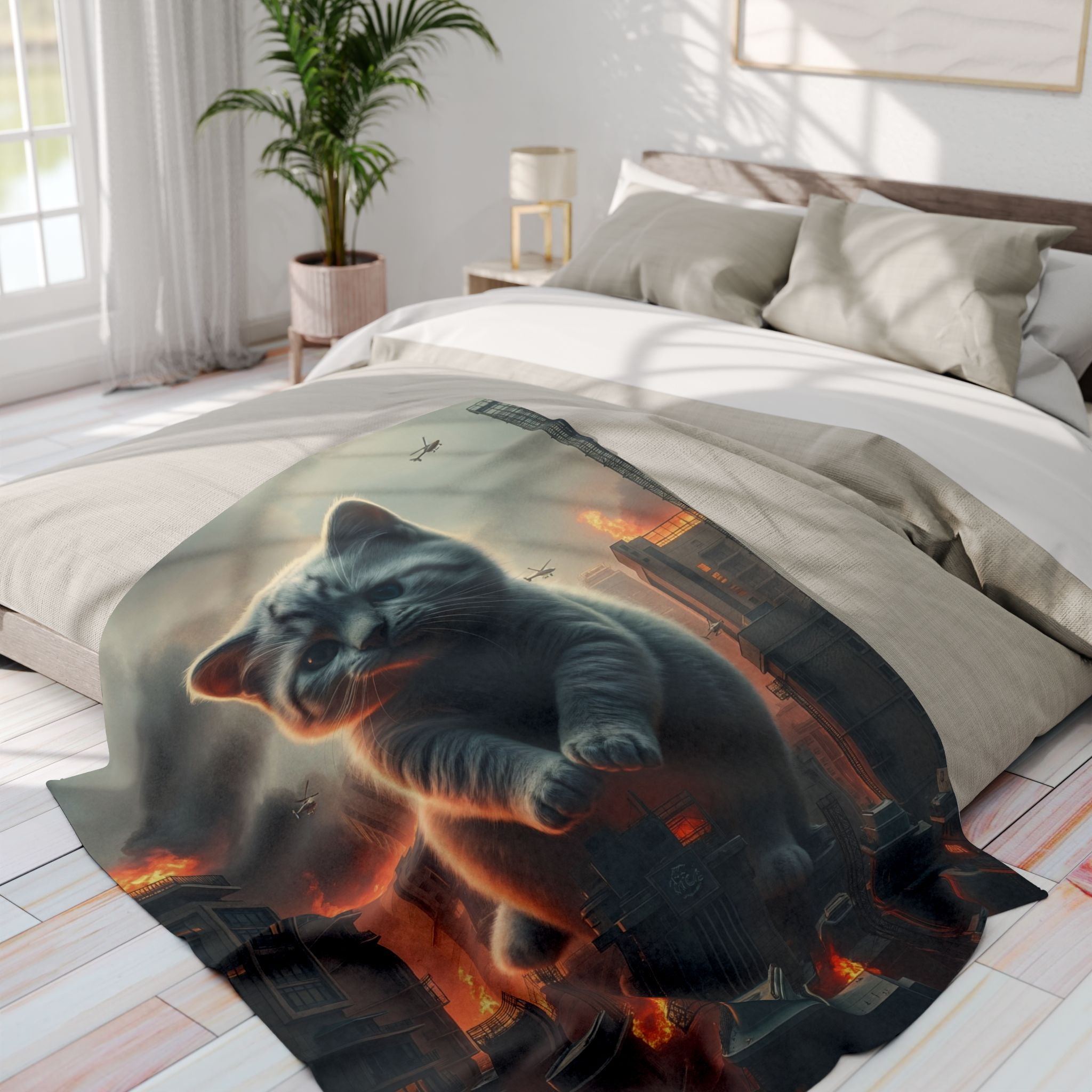 Cute Giant Angry Kitten Invades City Blanket