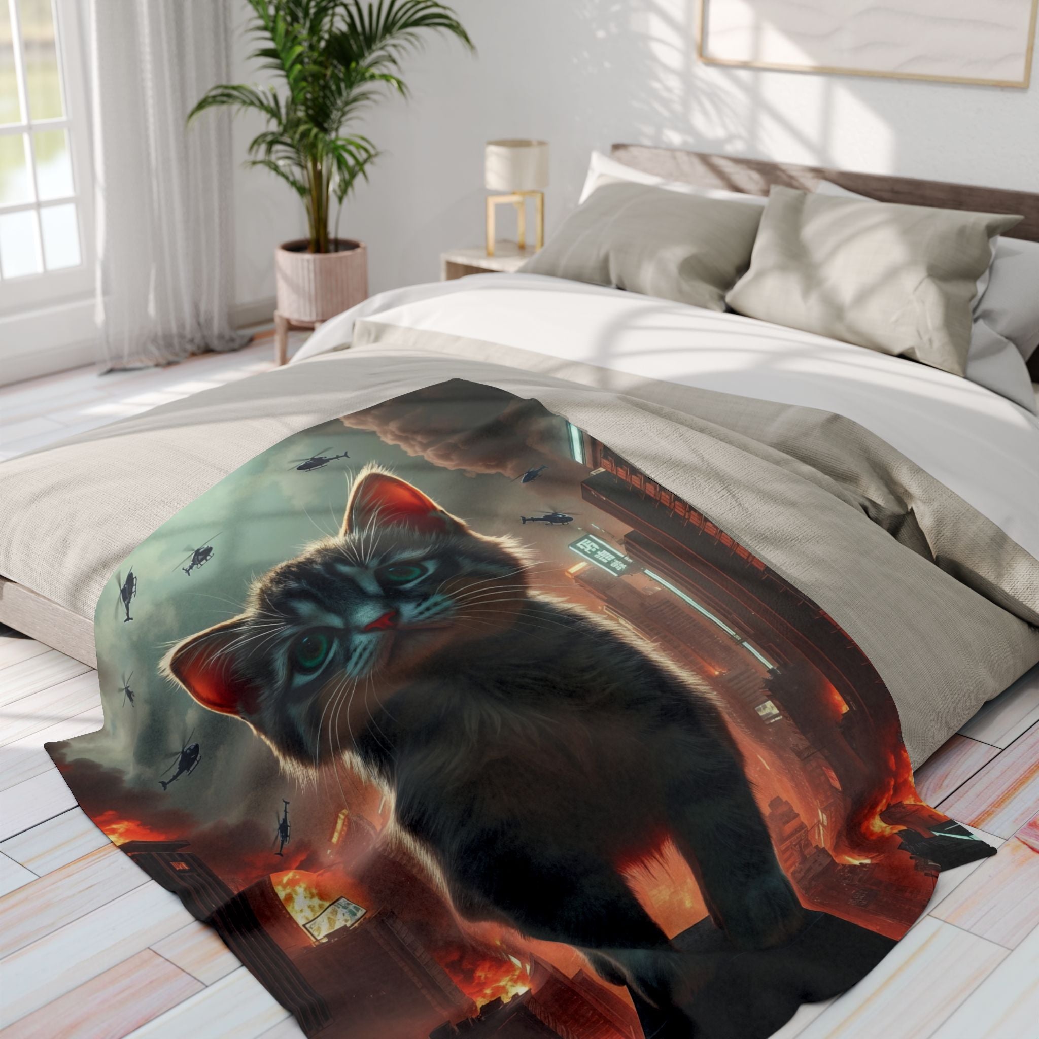 Giant Angry Kitten Attacks City Blanket