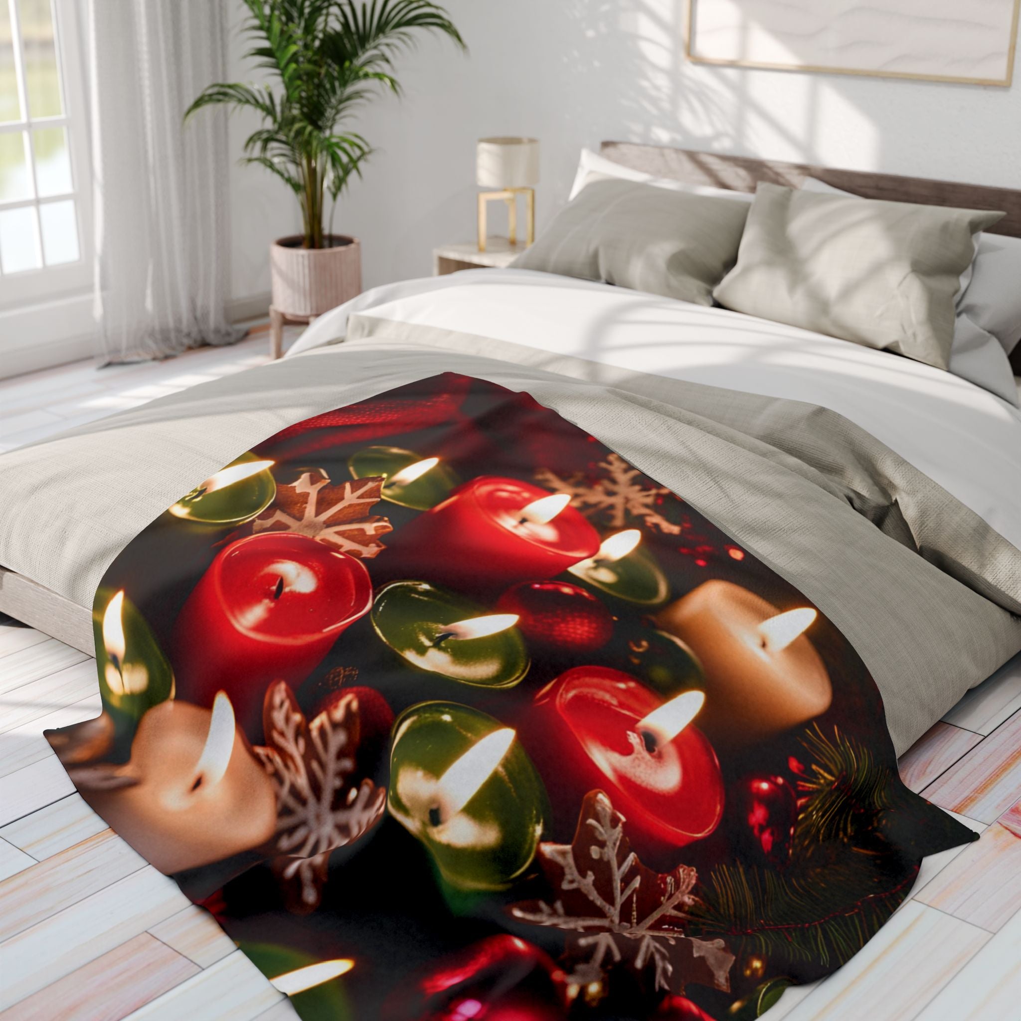 Christmas Candles and Snowflakes Blanket