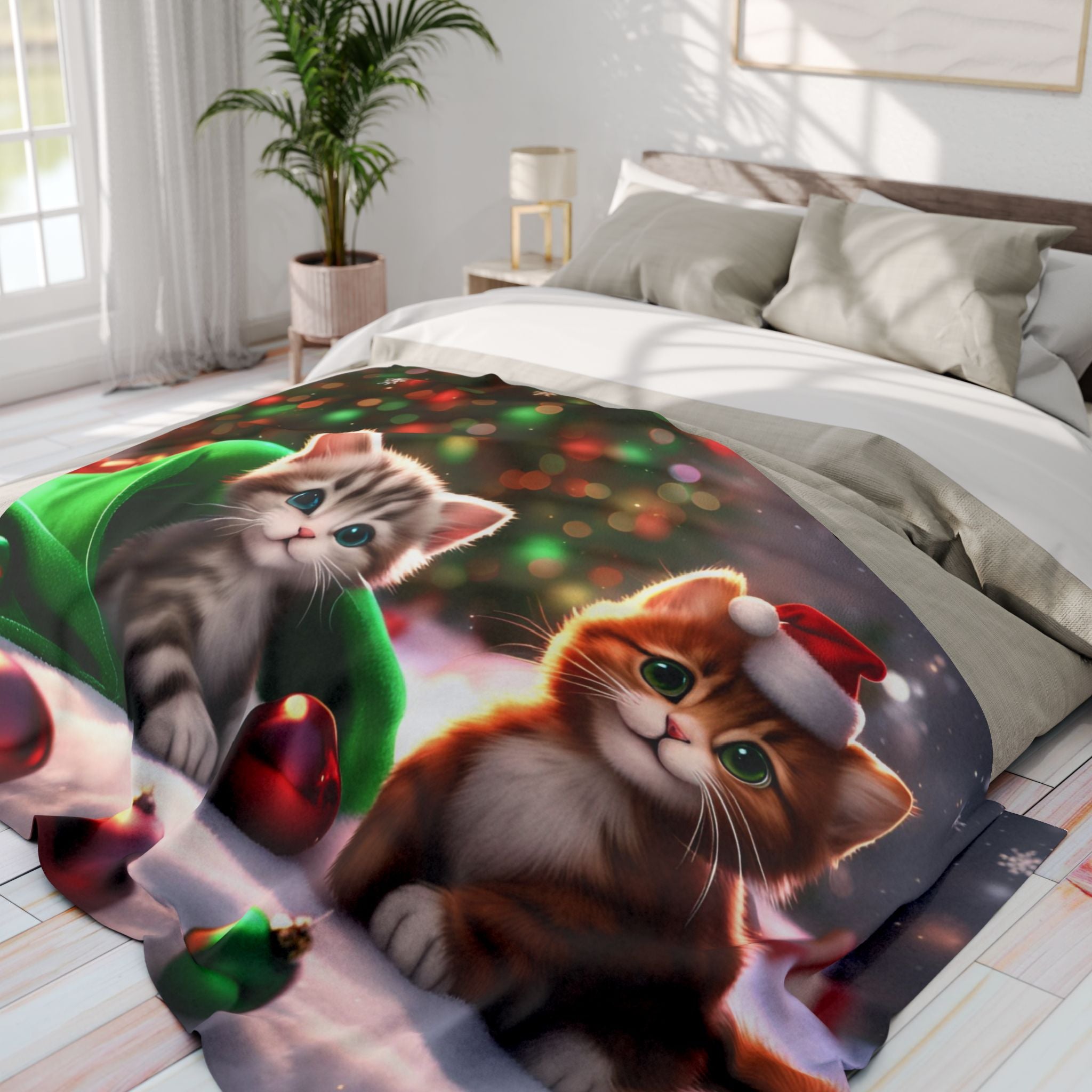 Cute Fun Christmas Kittens Blanket