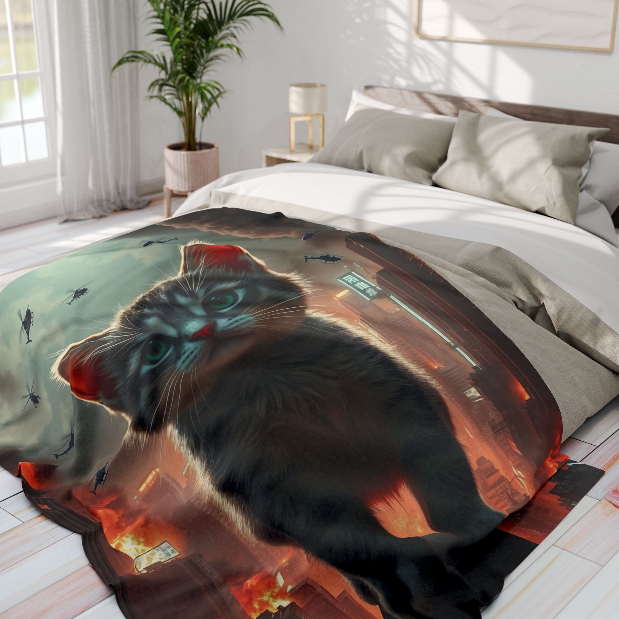 Giant Angry Kitten Attacks City Blanket