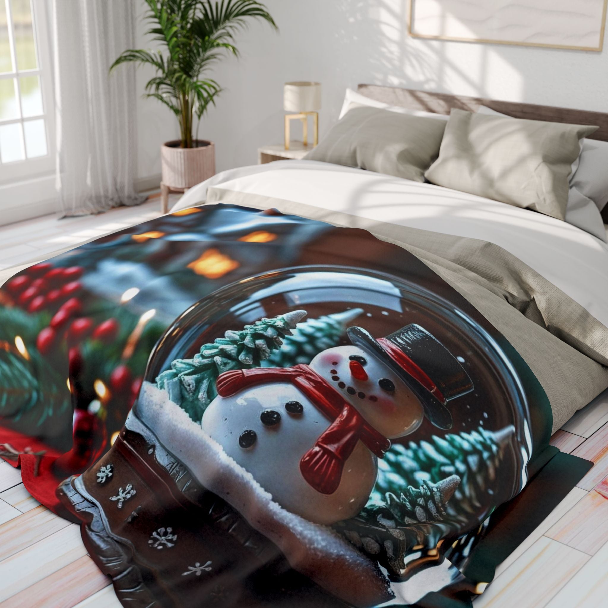 Festive Snowman Snow Globe Blanket