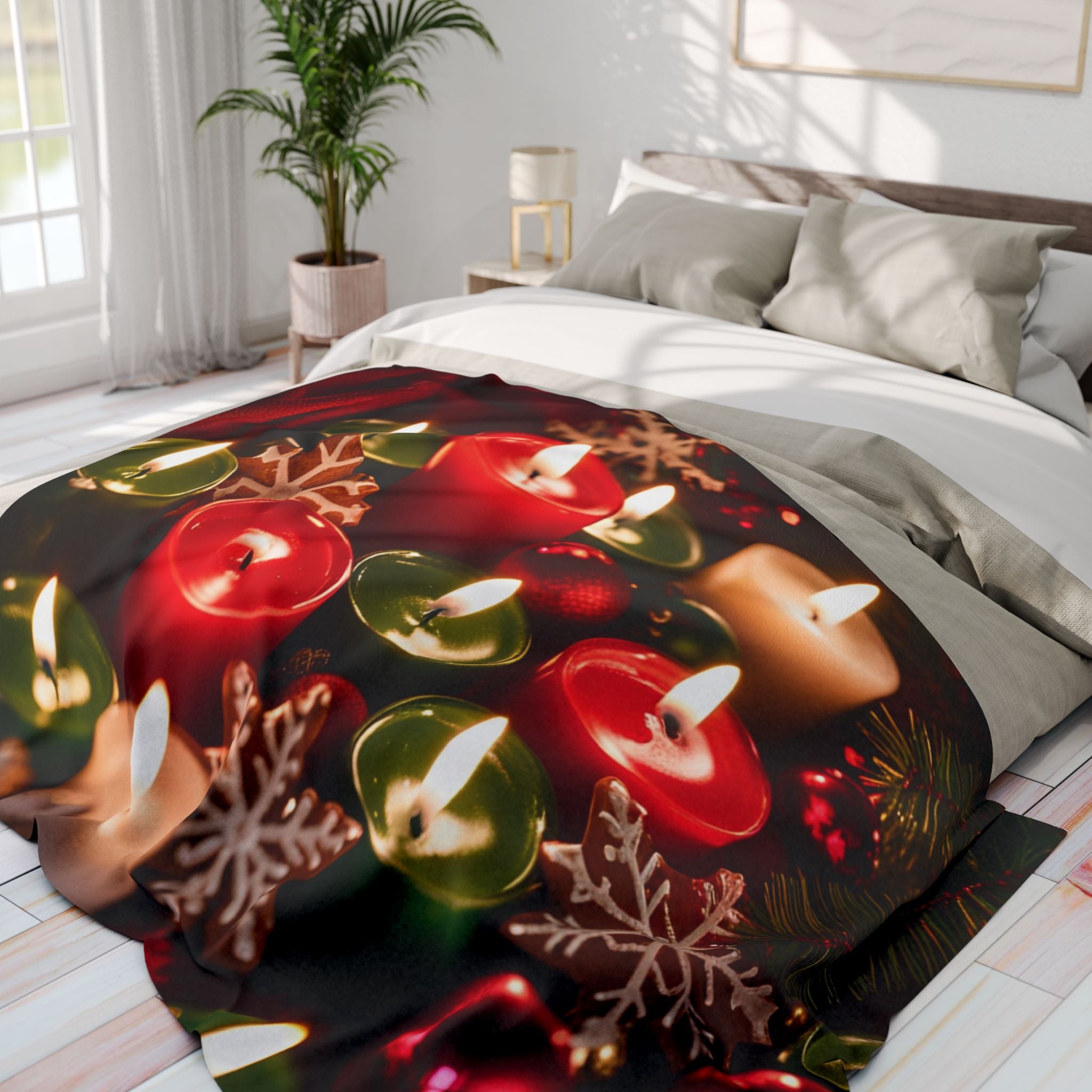Christmas Candles and Snowflakes Blanket
