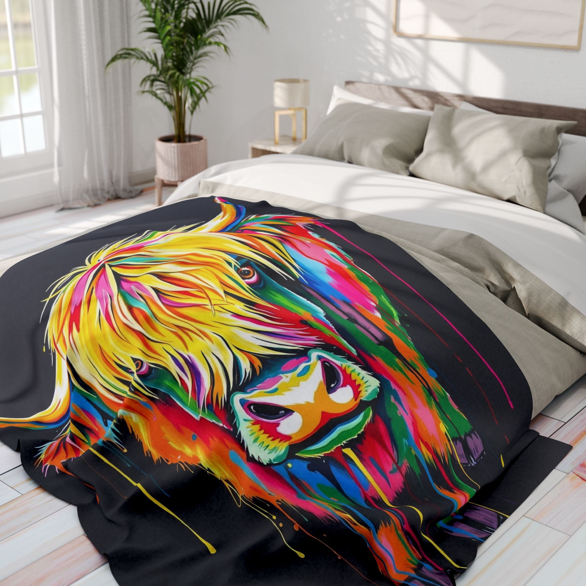 Colourful Highland Cow Blanket